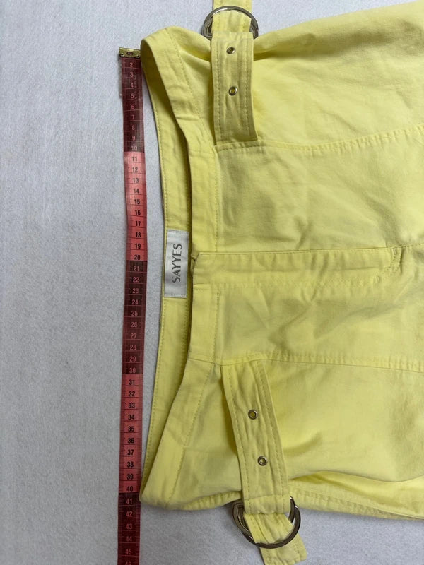 Y2K Pastel Yellow Utility Cargo Pants Low Rise (L)
