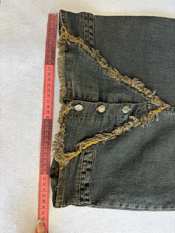 Y2K Washed Black Denim Midi Skirt (S)