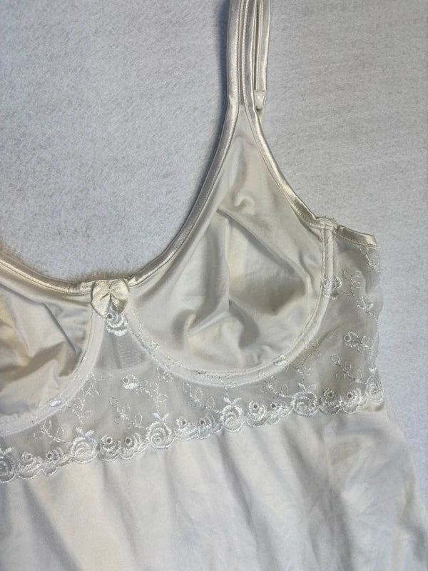 Vintage Ivory Satin Lace Cami (M)