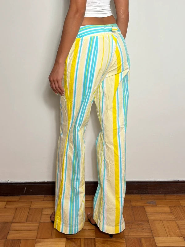 Y2K Stripped Flare Pants Low Rise (M)