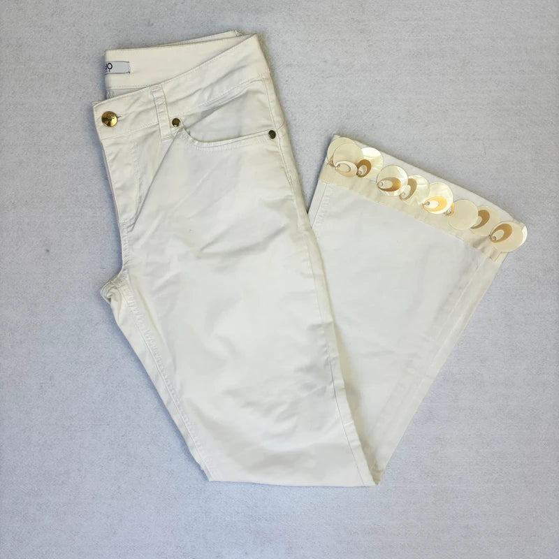 Vintage Y2K White Bell Bottom Pants (S)