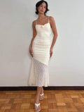 Ivory White Lace Midi Dress Y2K (S)
