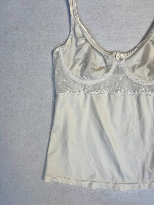 Vintage Ivory Satin Lace Cami (M)