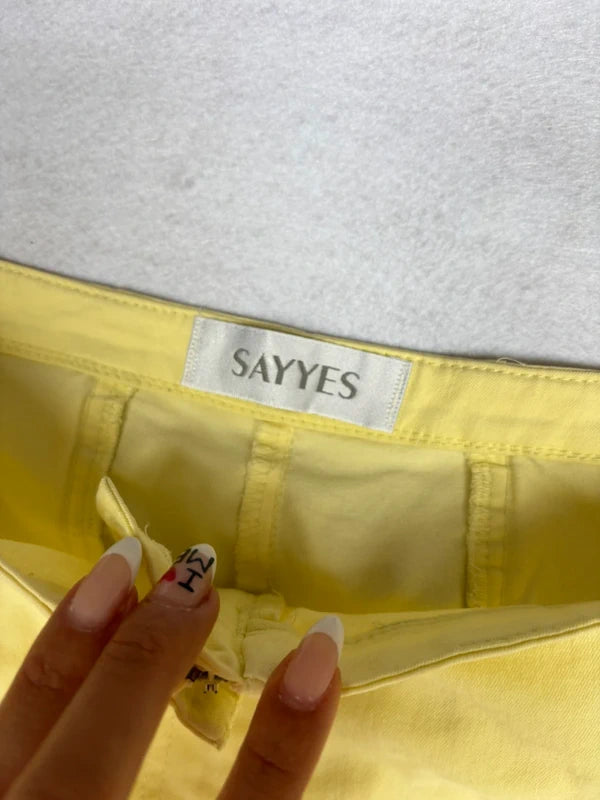 Y2K Pastel Yellow Utility Cargo Pants Low Rise (L)