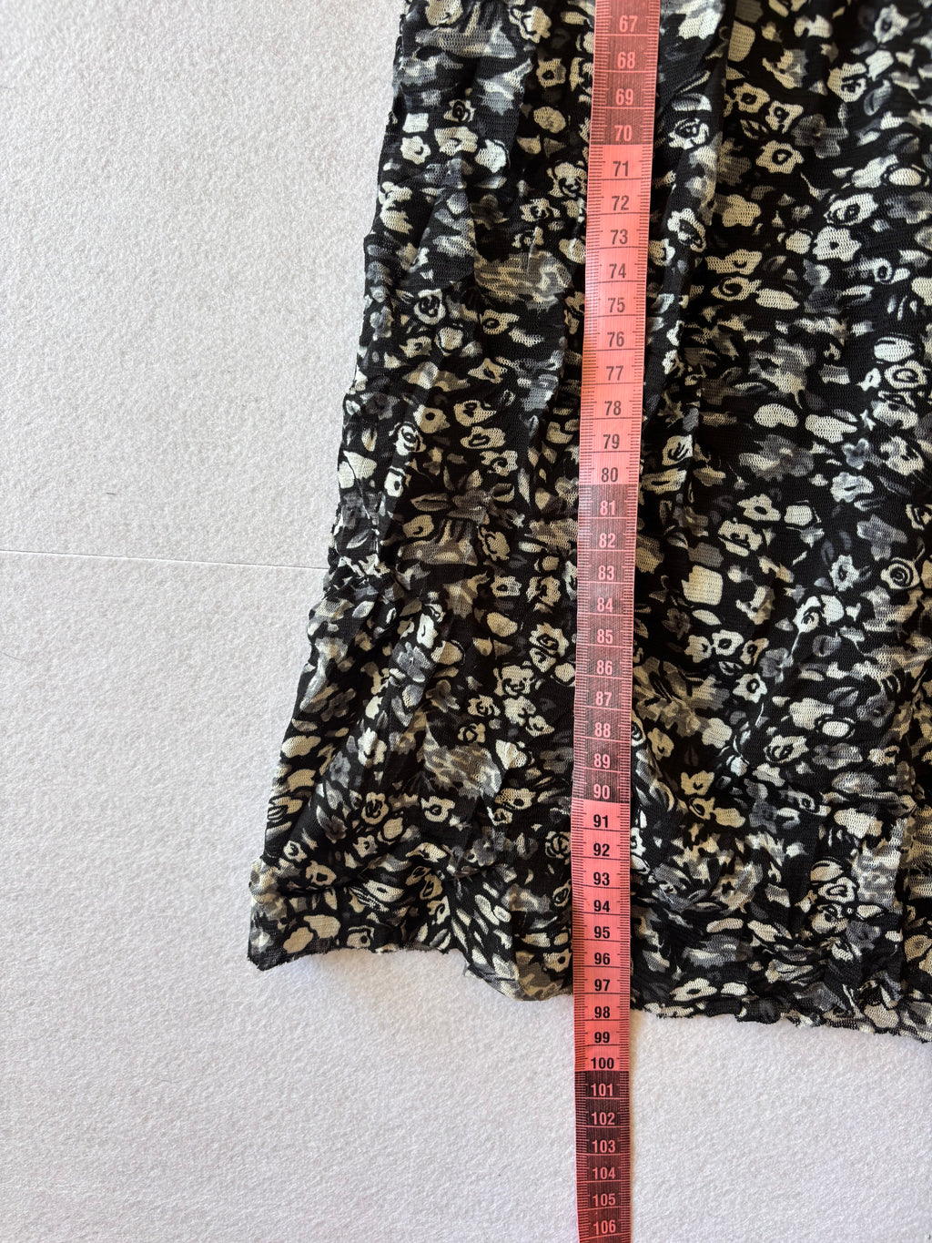 Y2K Black & White Floral Mesh Midi Dress Long Sleeve V-Neck with Bow Whimsigoth Grunge (M)