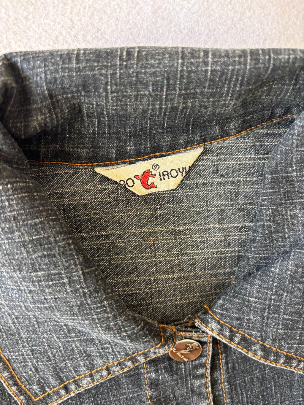 Vintage 90s Dark Denim Trench Coat Long Button-Up Jean Jacket with Pockets (M)