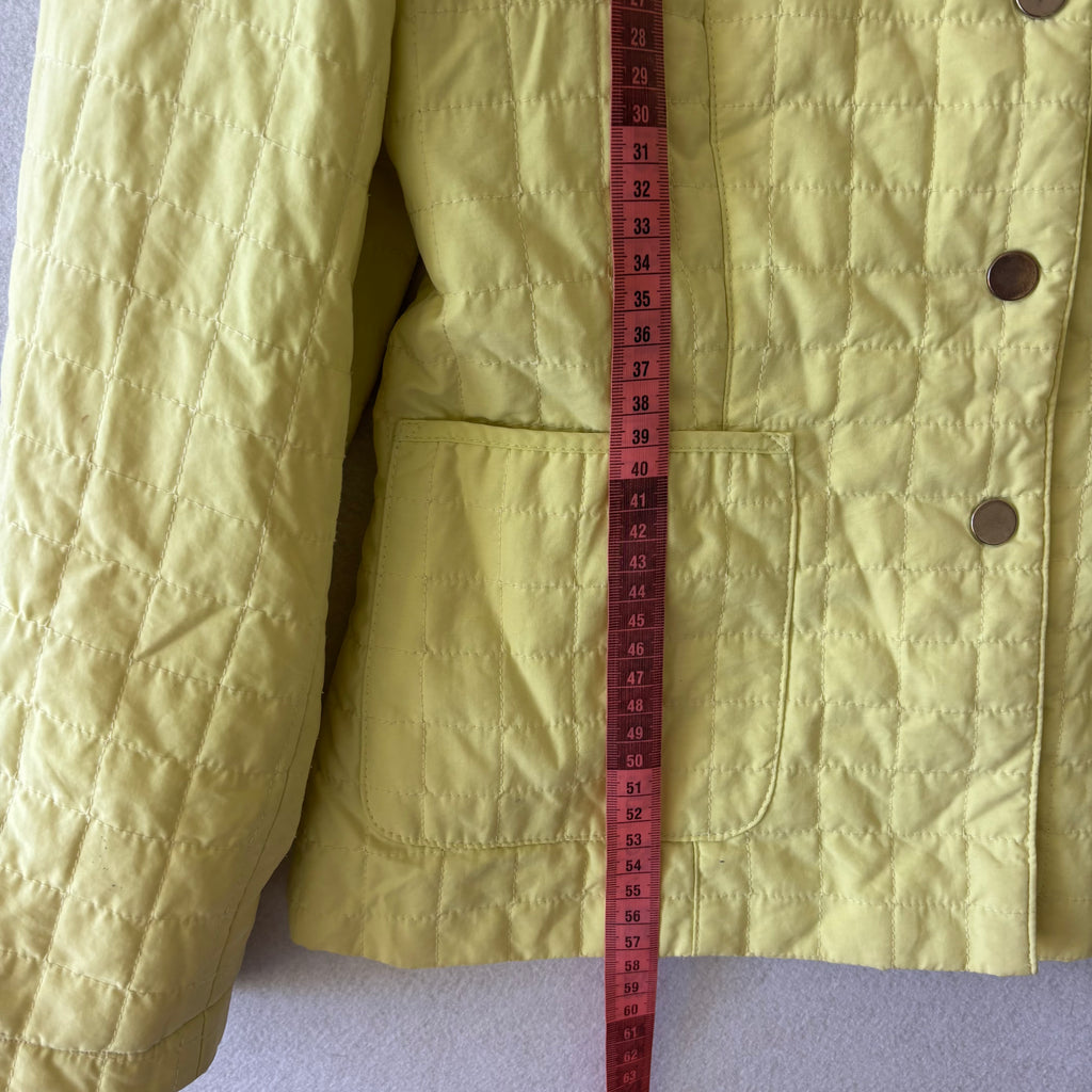 90s Minimalist Lemon Yellow Pastel Quilted Button-Up Blazer (M)