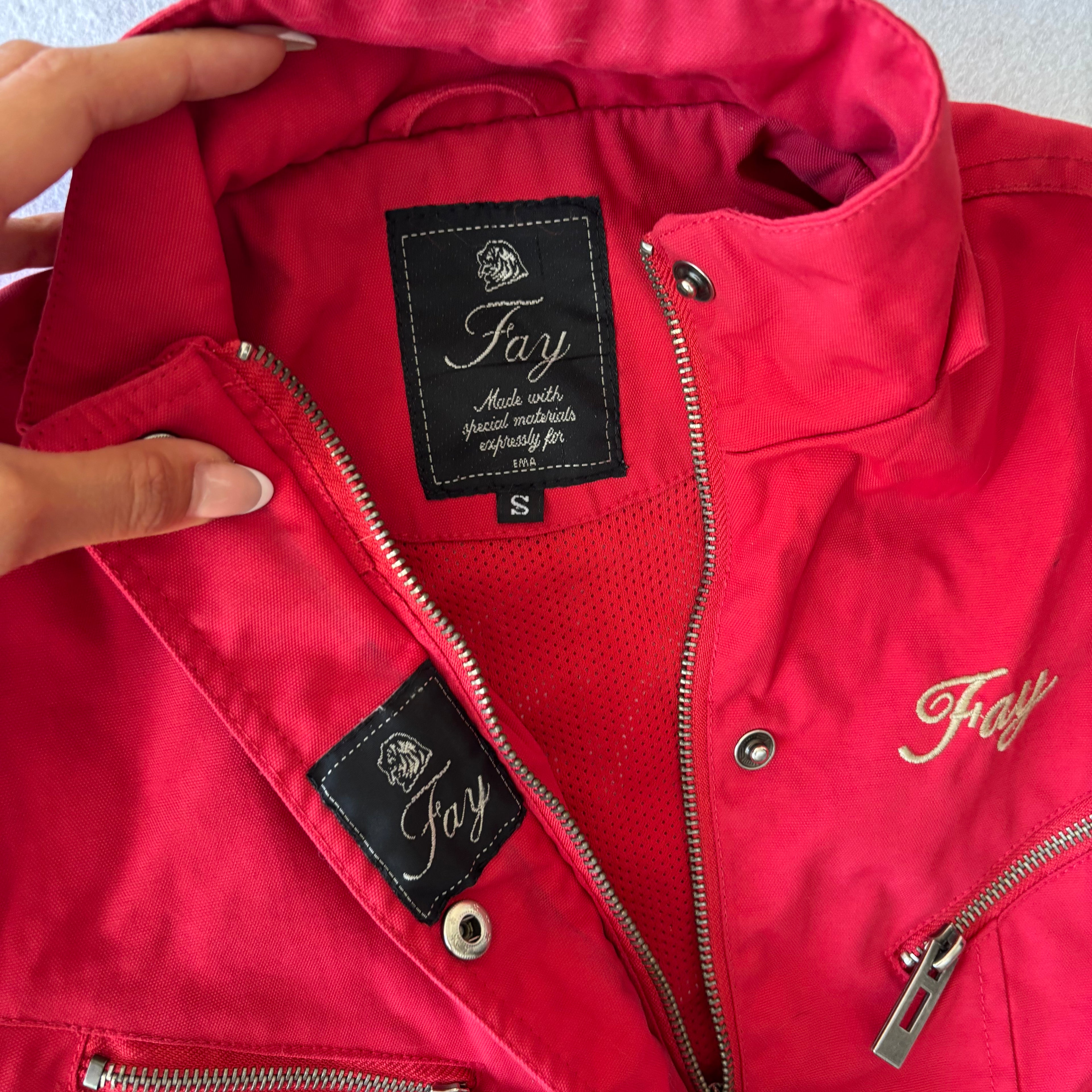 Y2K Red Biker Utility Zip-Up Jacket with Belt