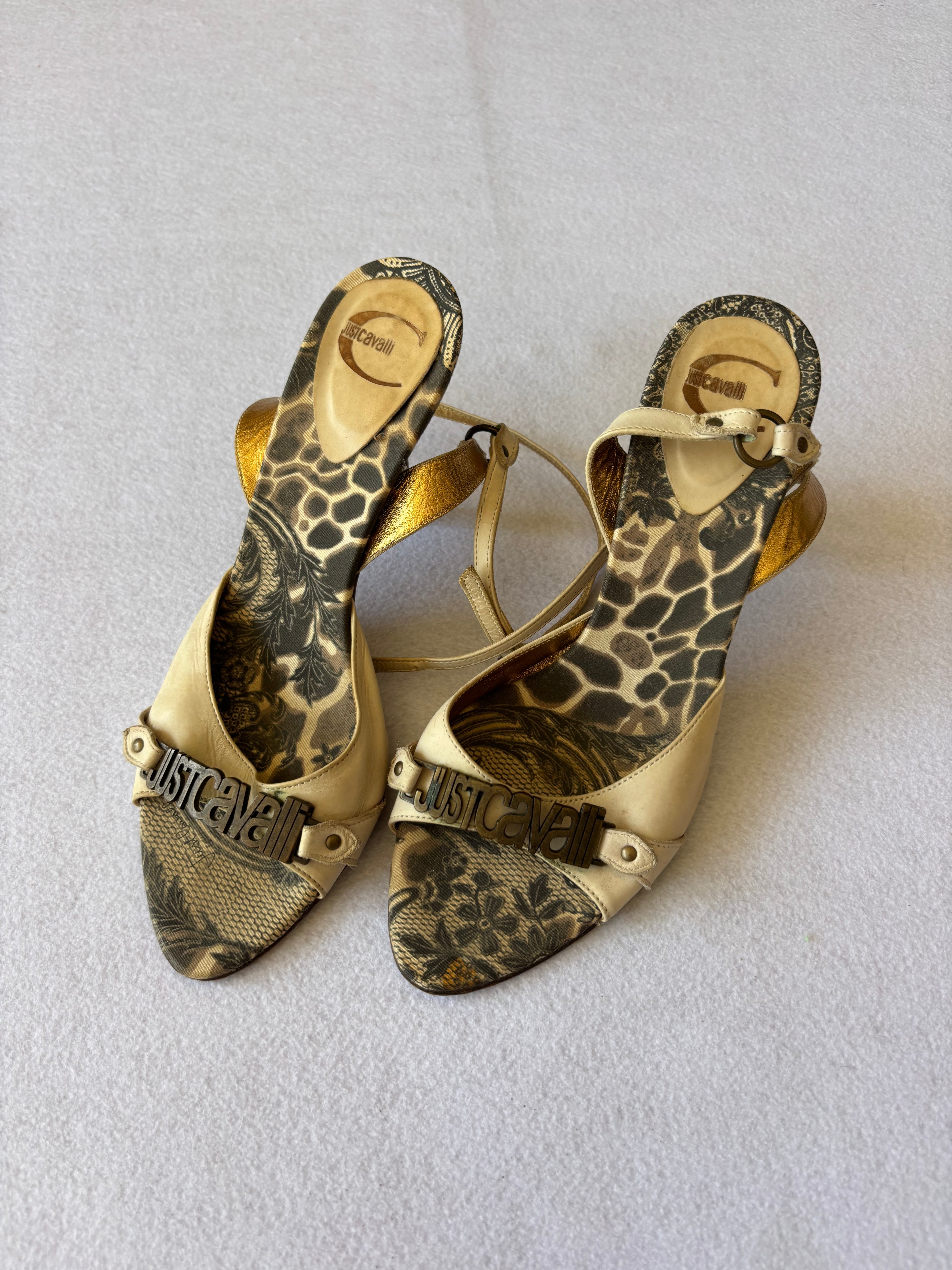 2000s Just Cavalli Designer Animal Print Heels 37 EUR