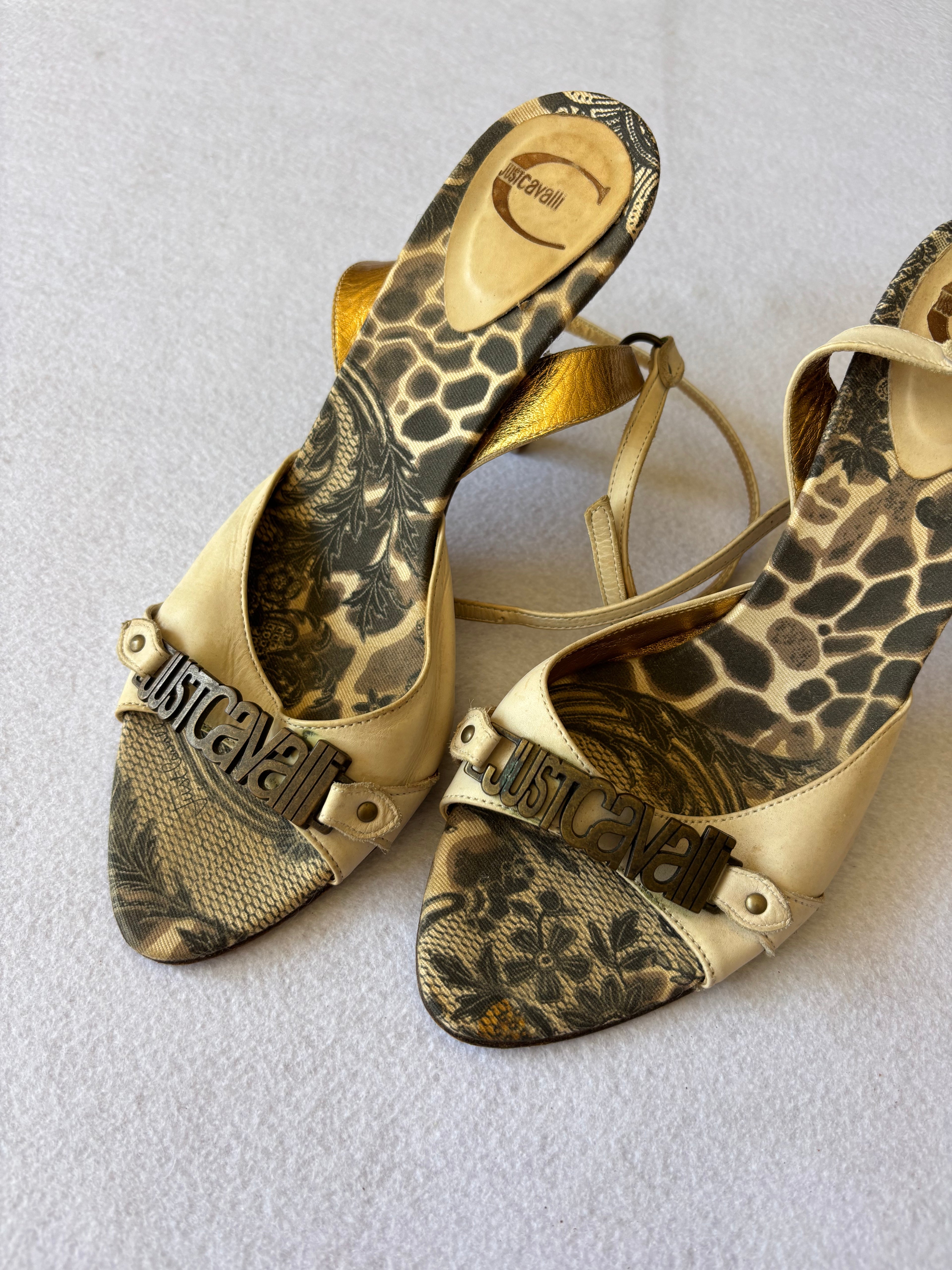 2000s Just Cavalli Designer Animal Print Heels 37 EUR
