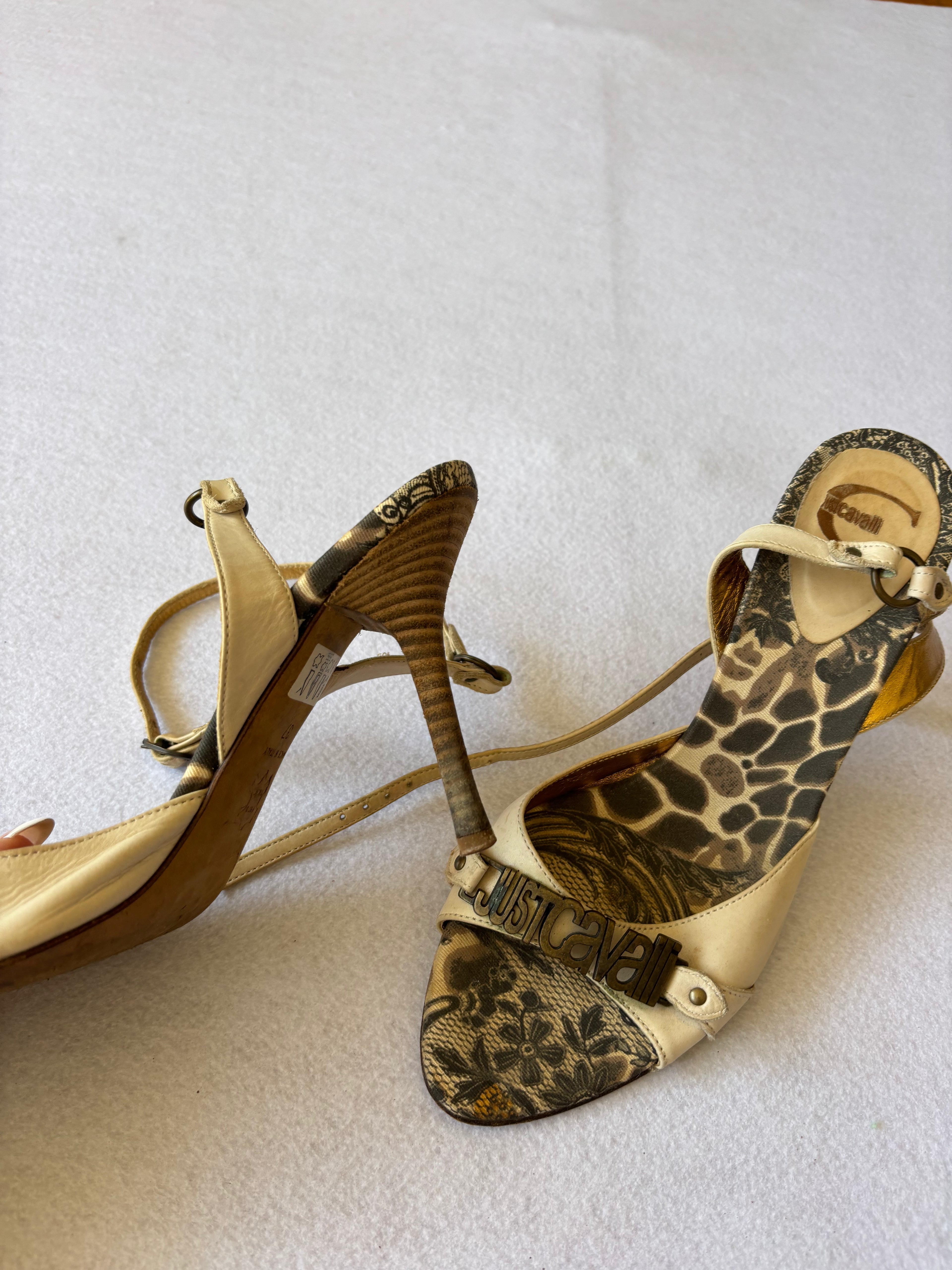 2000s Just Cavalli Designer Animal Print Heels 37 EUR