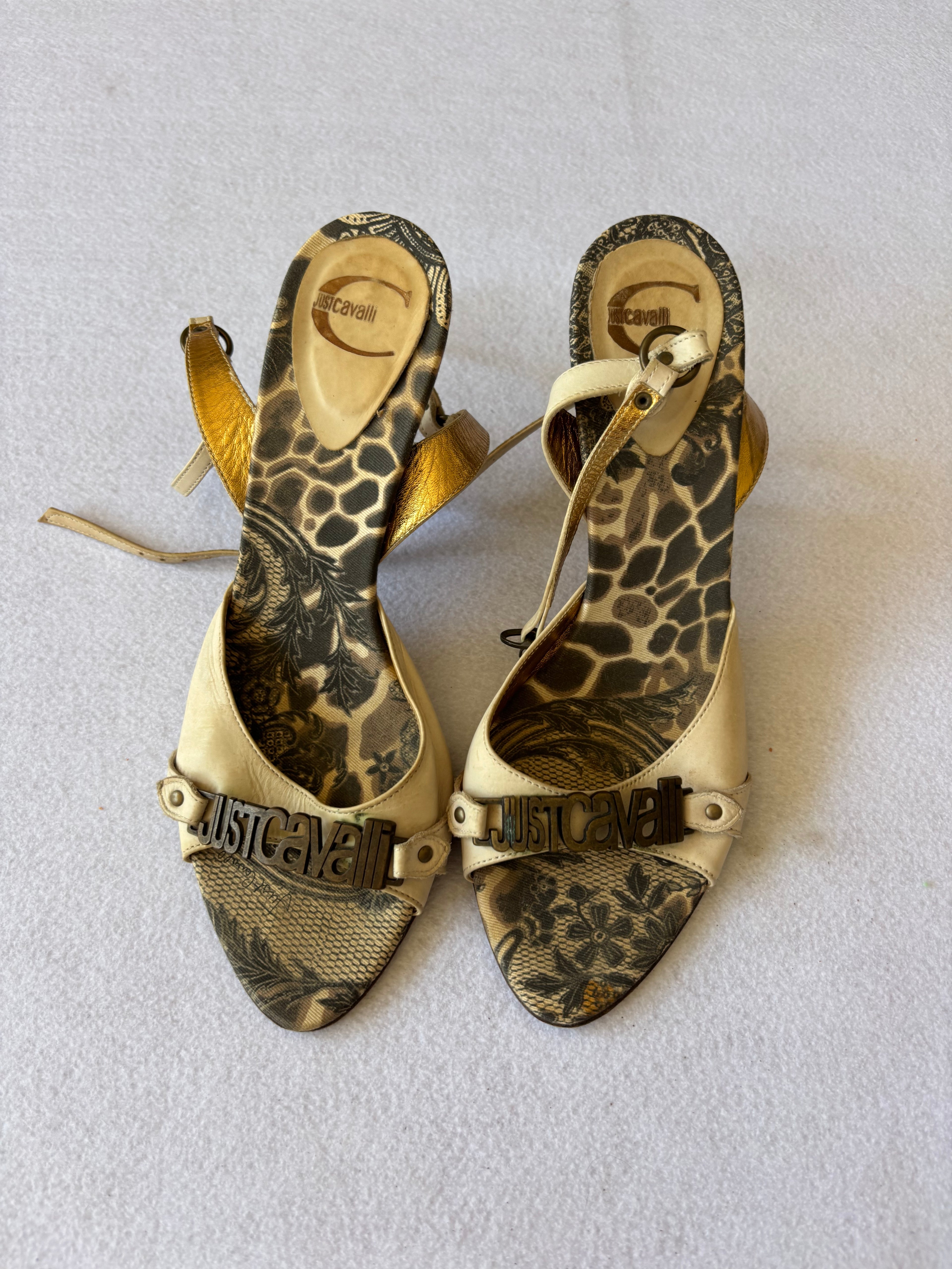 2000s Just Cavalli Designer Animal Print Heels 37 EUR
