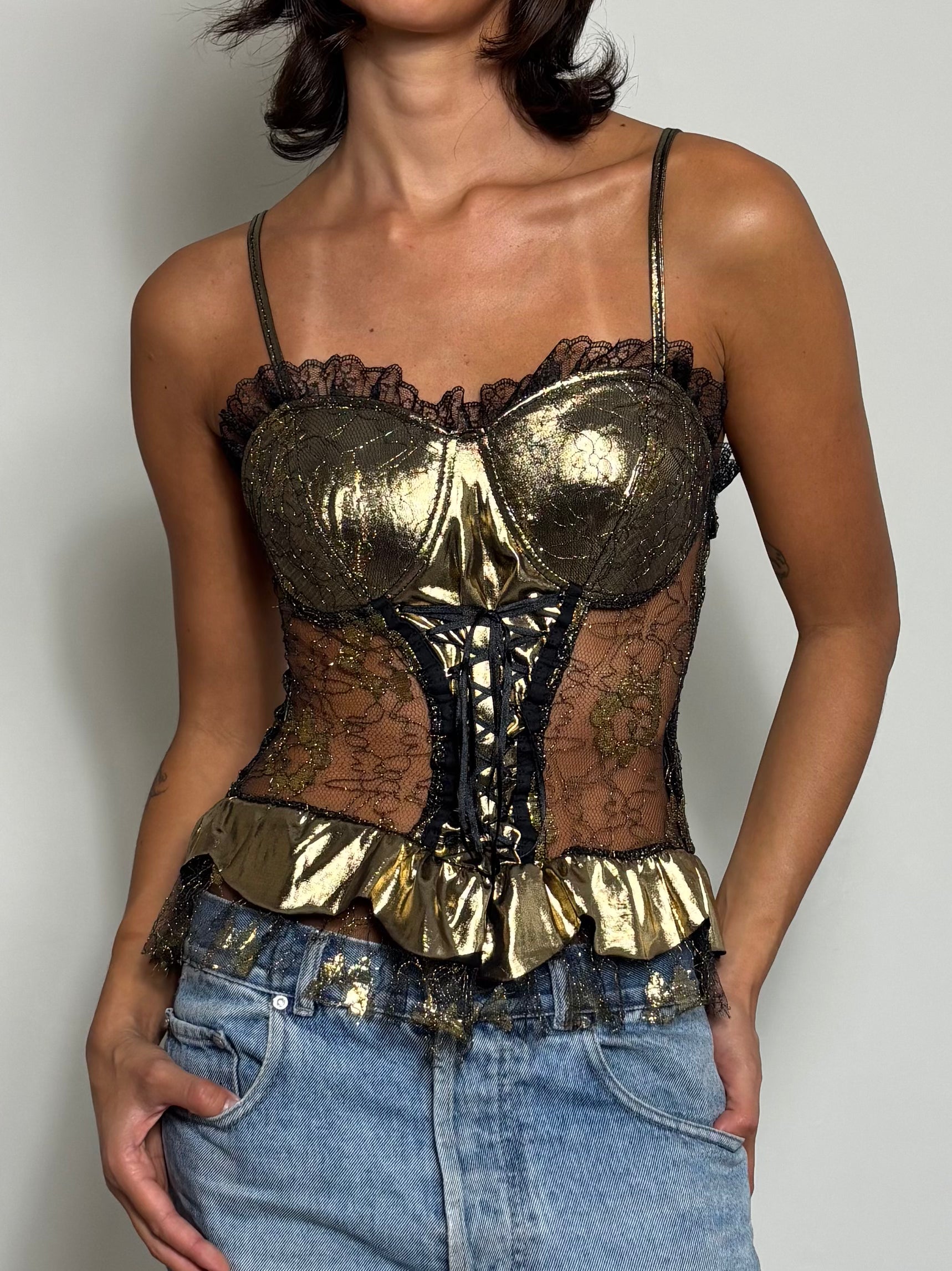 Gold and Black Lace Corset (M)