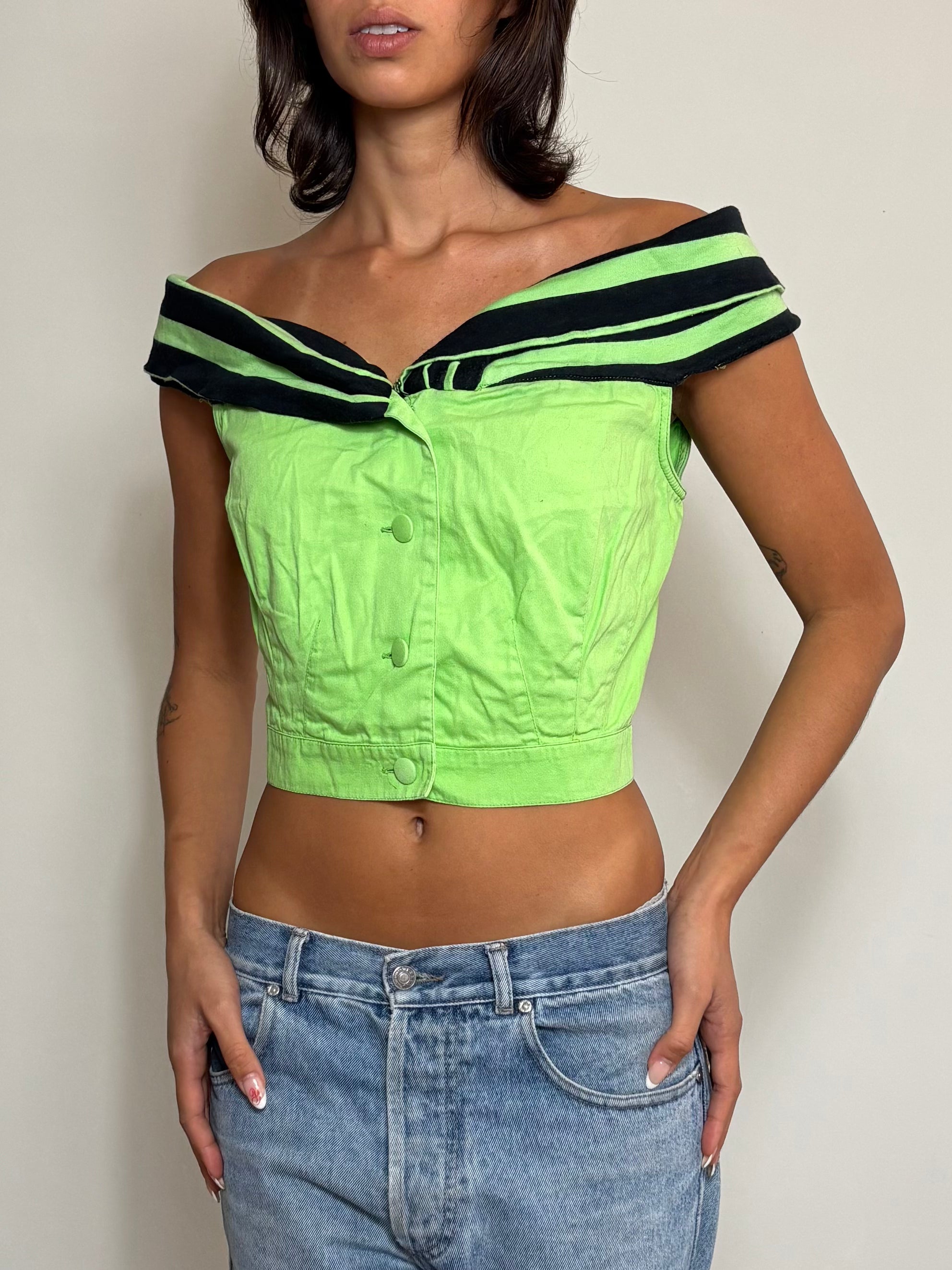 Top Curto Verde e Preto (G)