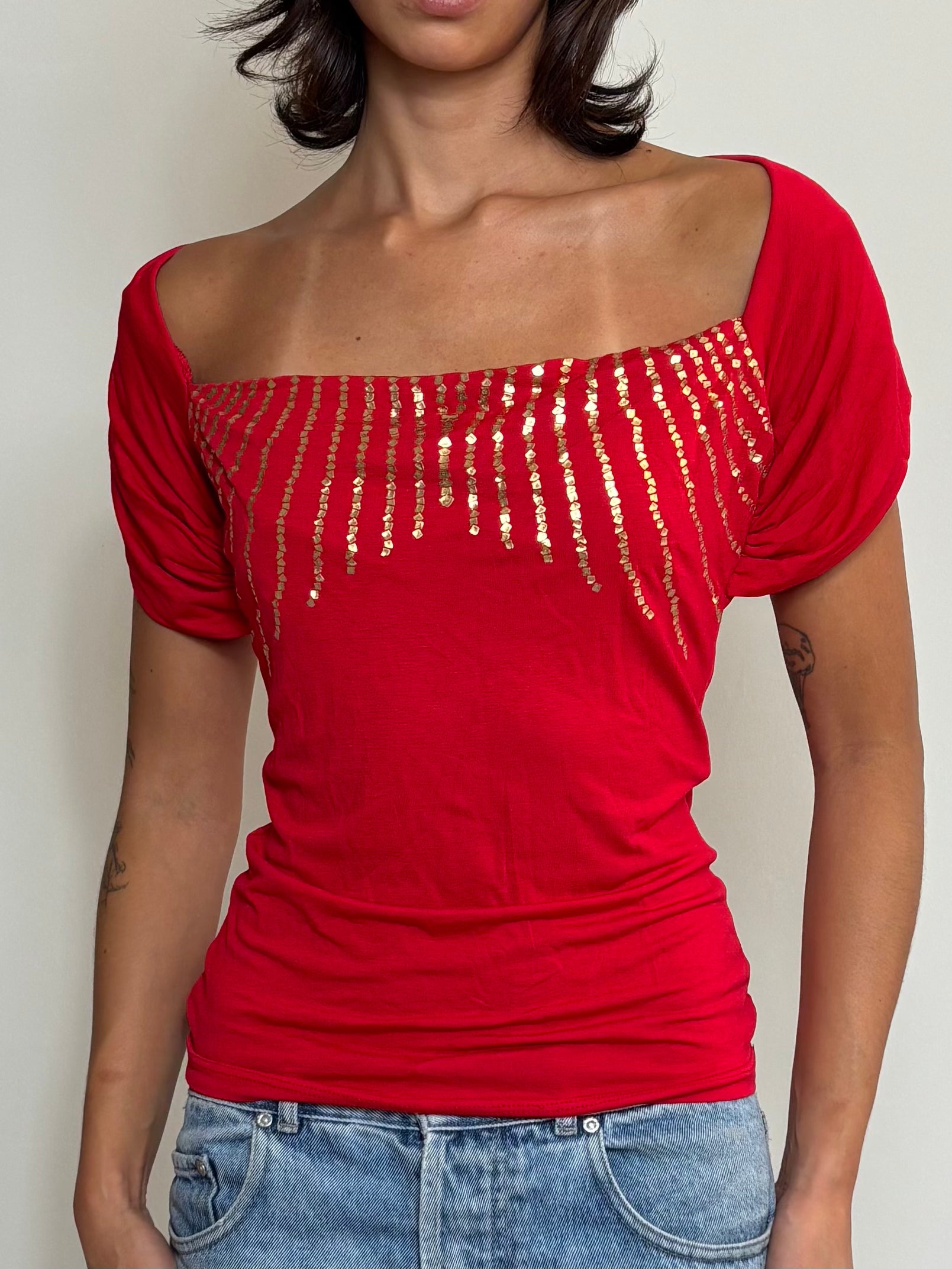 Y2K Brand New Off-the-Shoulder Red Top (S)