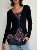 Black Coquette Long Sleeve Top (S)