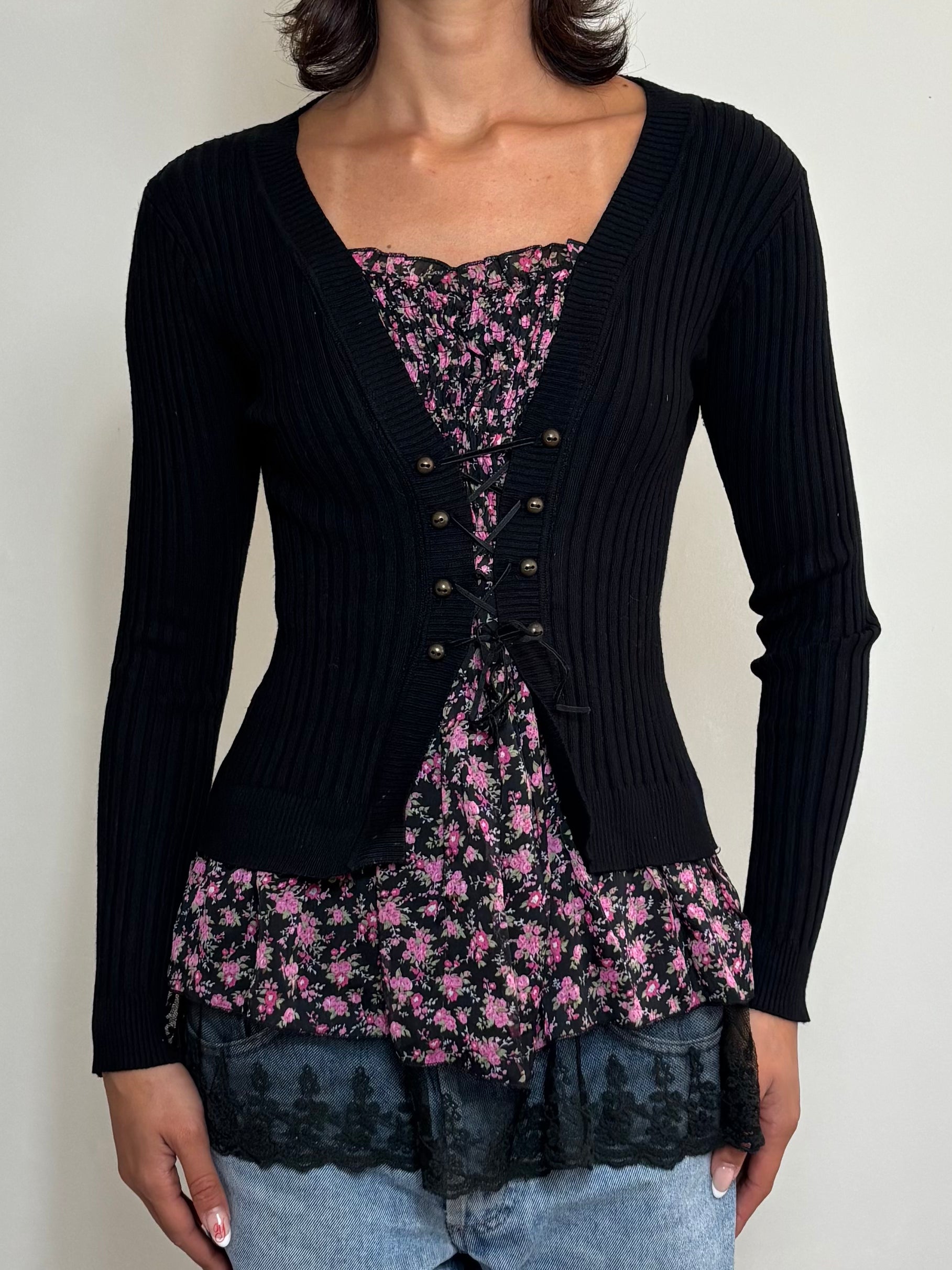 Black Coquette Long Sleeve Top (S)