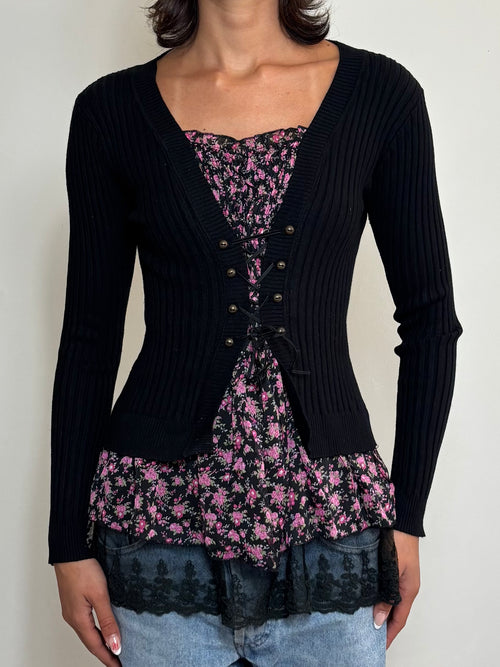 Black Coquette Long Sleeve Top (S)