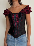 Y2K Red And Black Corset Top