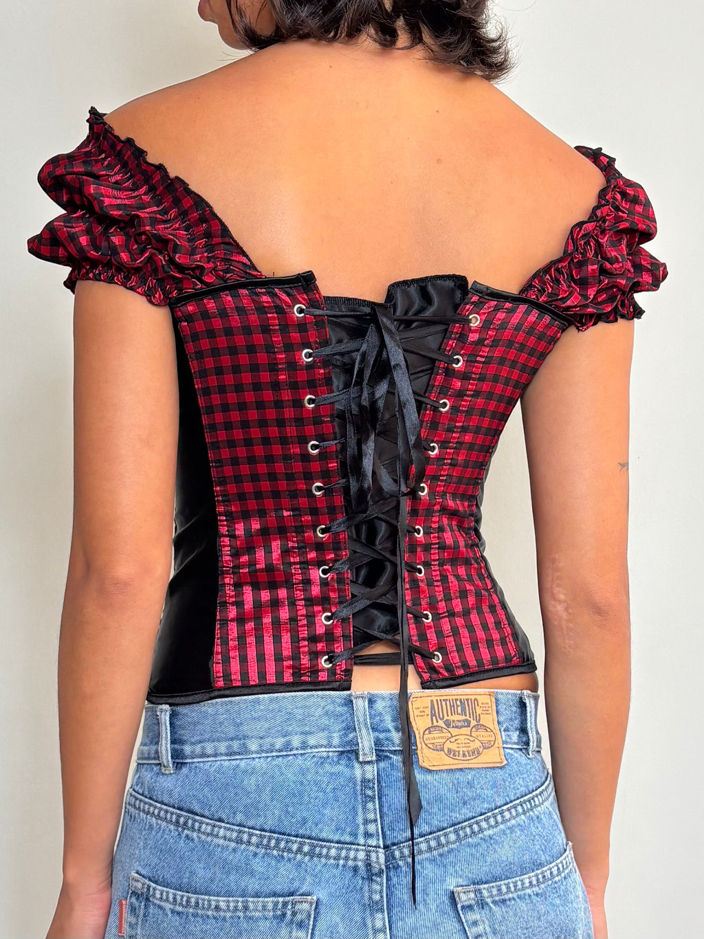 Y2K Red And Black Corset Top