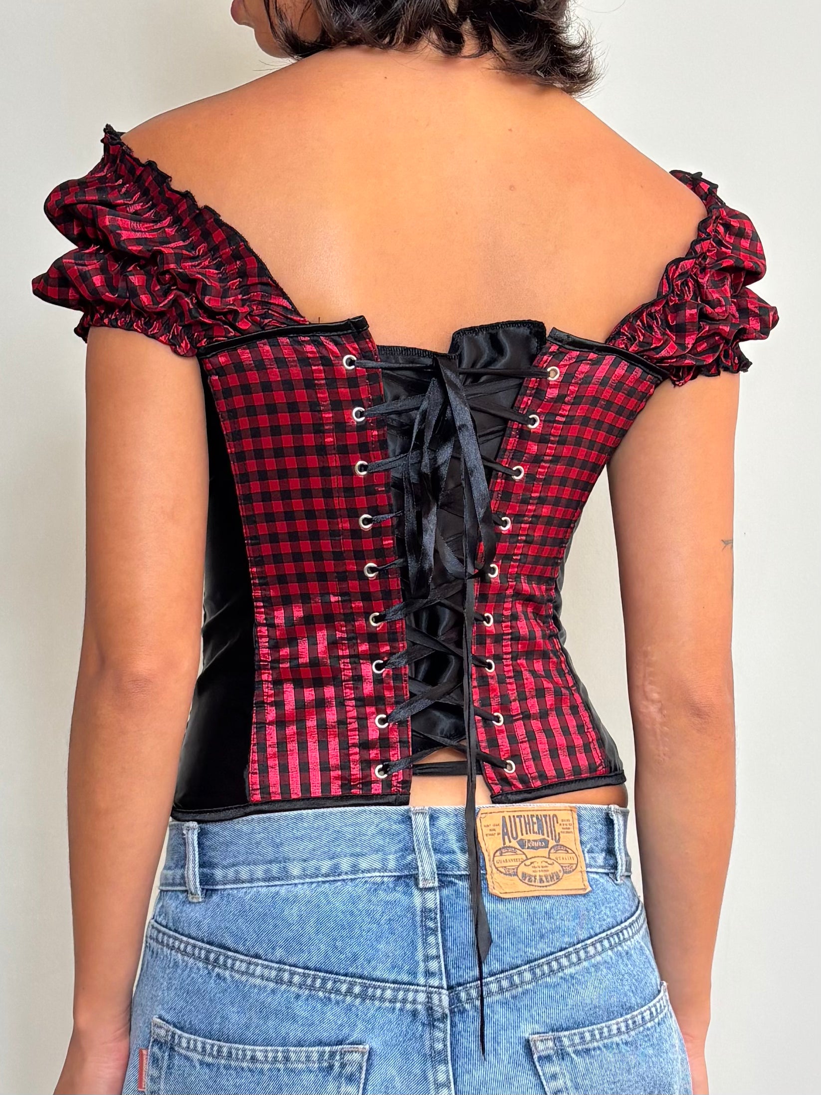 Y2K Red And Black Corset Top
