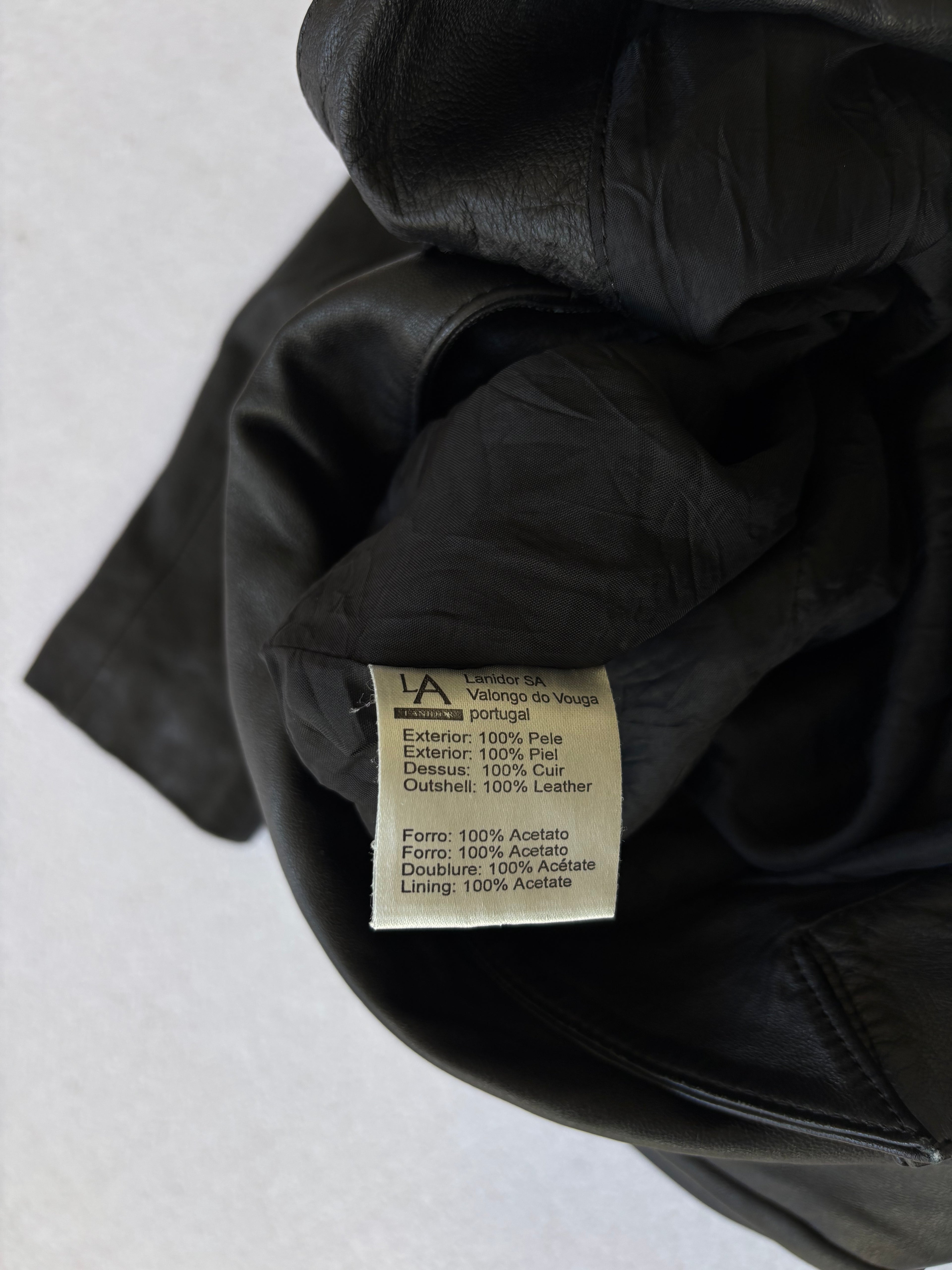 Vintage 90s Black Real Leather Trench Coat (L)