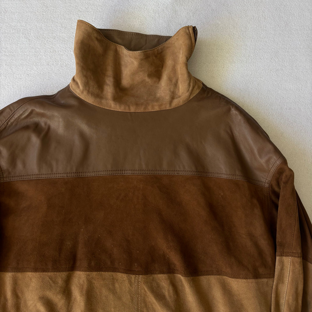 Vintage Suede and Leather High Neck Pullover (M)