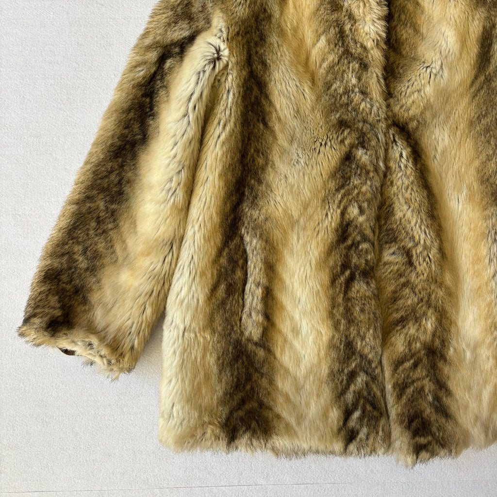 Vintage Faux Fur Striped Coat (M)