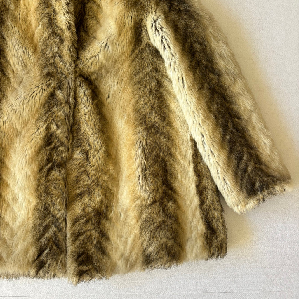 Vintage Faux Fur Striped Coat (M)