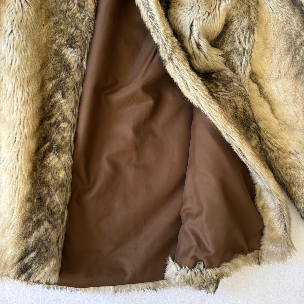Vintage Faux Fur Striped Coat (M)
