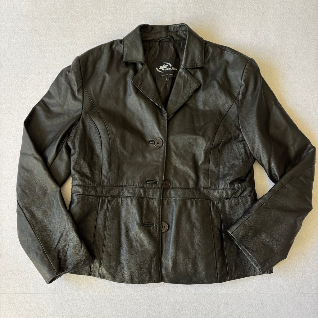Vintage Black Leather Blazer (L)