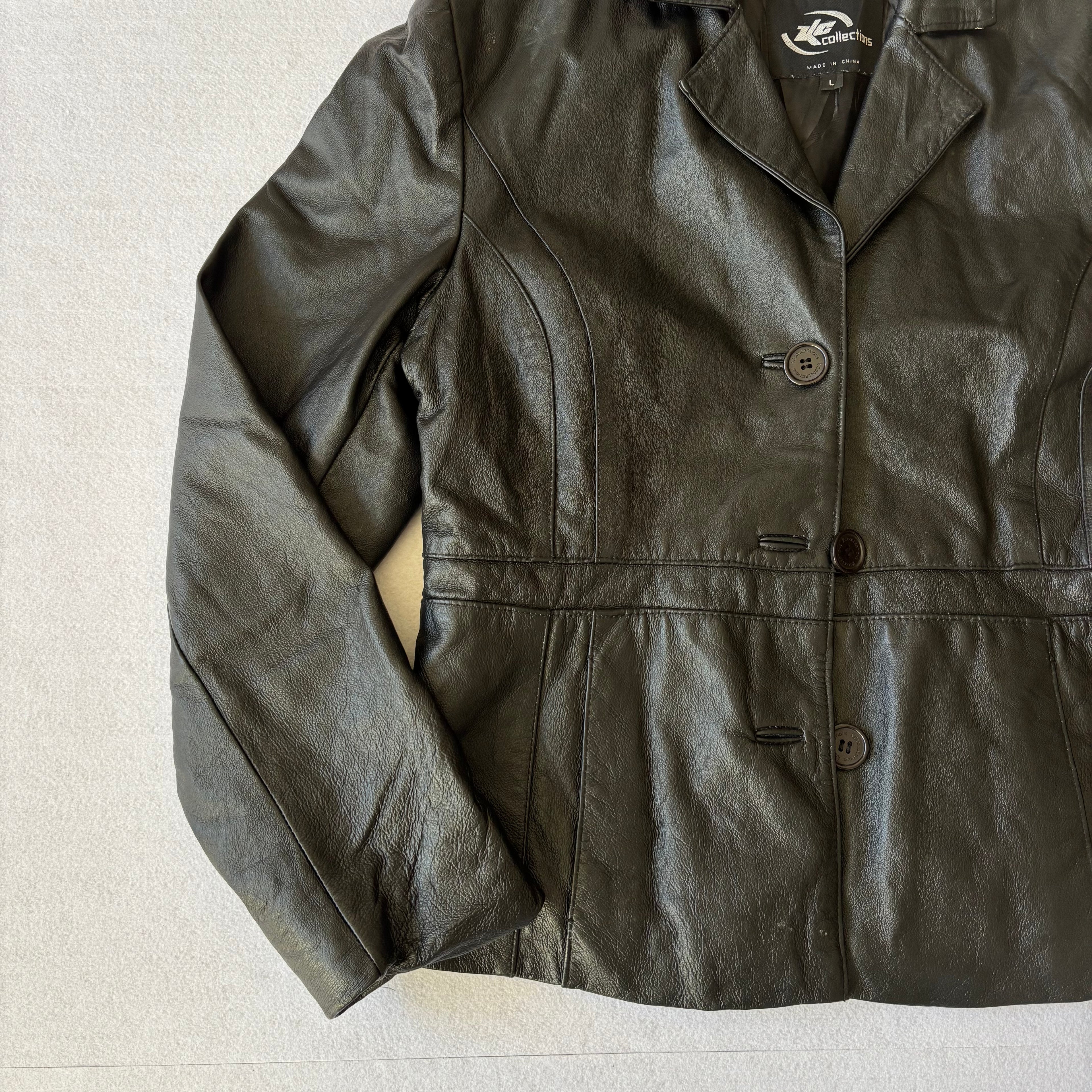 Vintage Black Leather Blazer (L)