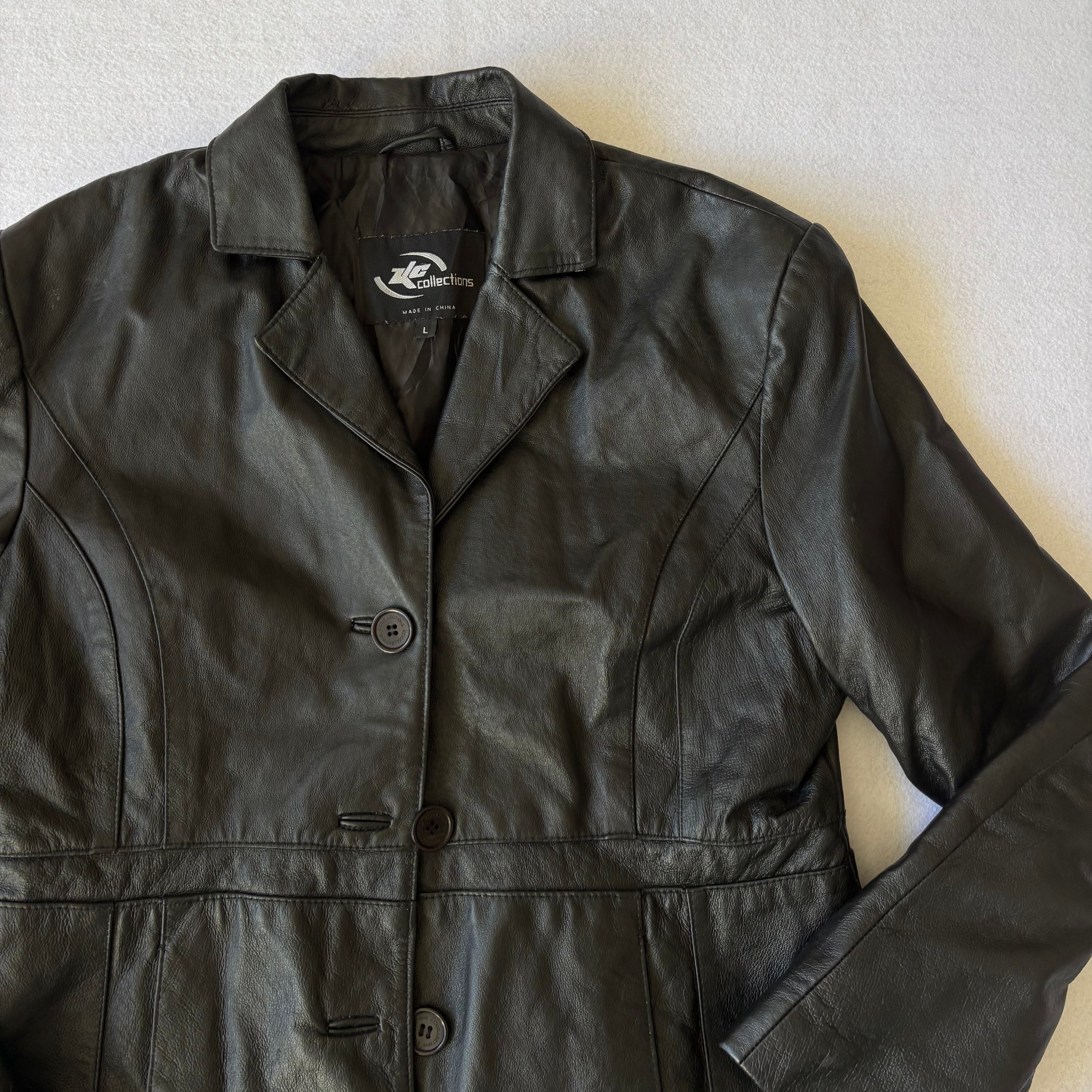 Vintage Black Leather Blazer (L)