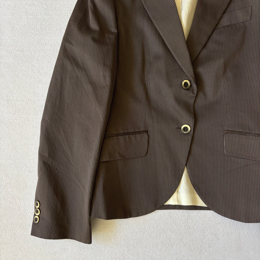 Vintage Pinstripe Fitted Tailored Blazer (S)