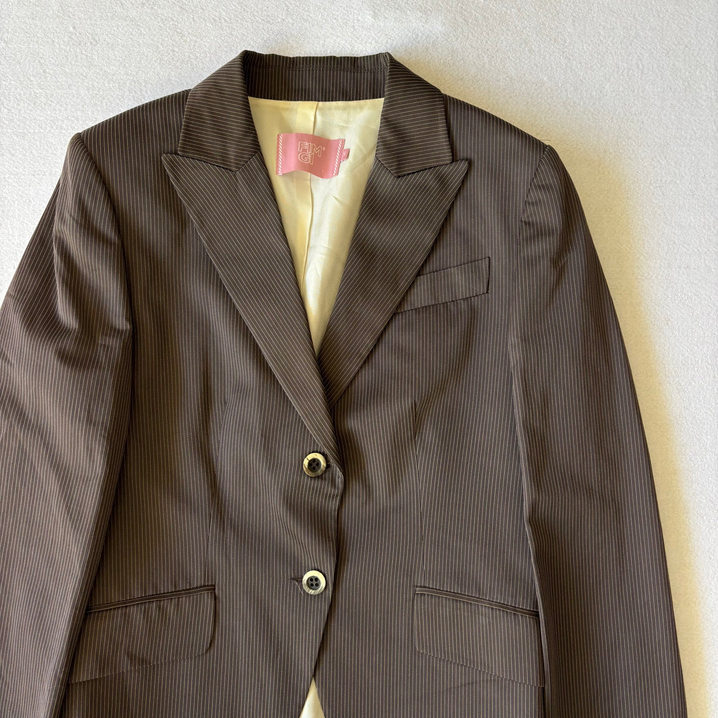 Vintage Pinstripe Fitted Tailored Blazer (S)