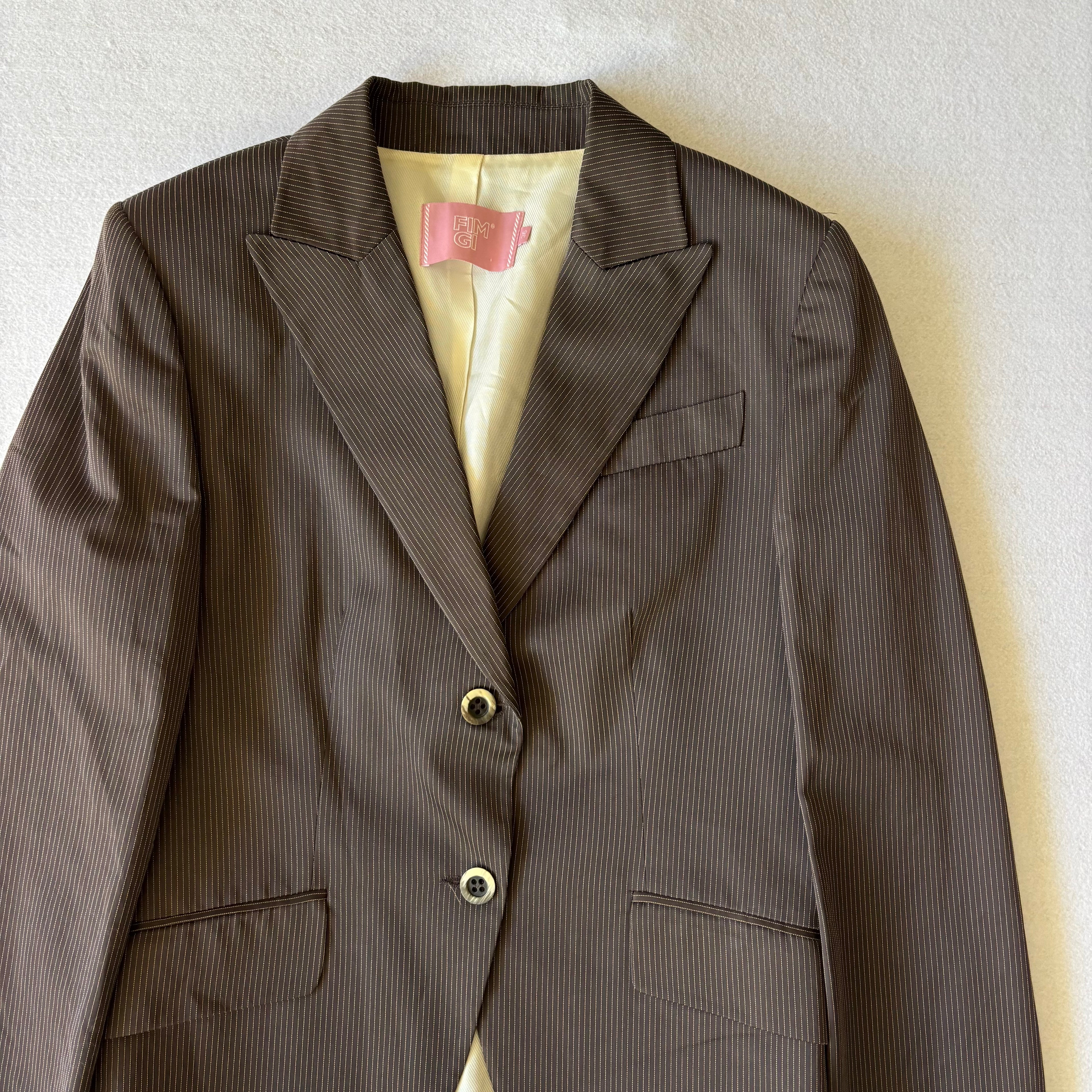 Vintage Pinstripe Fitted Tailored Blazer (S)