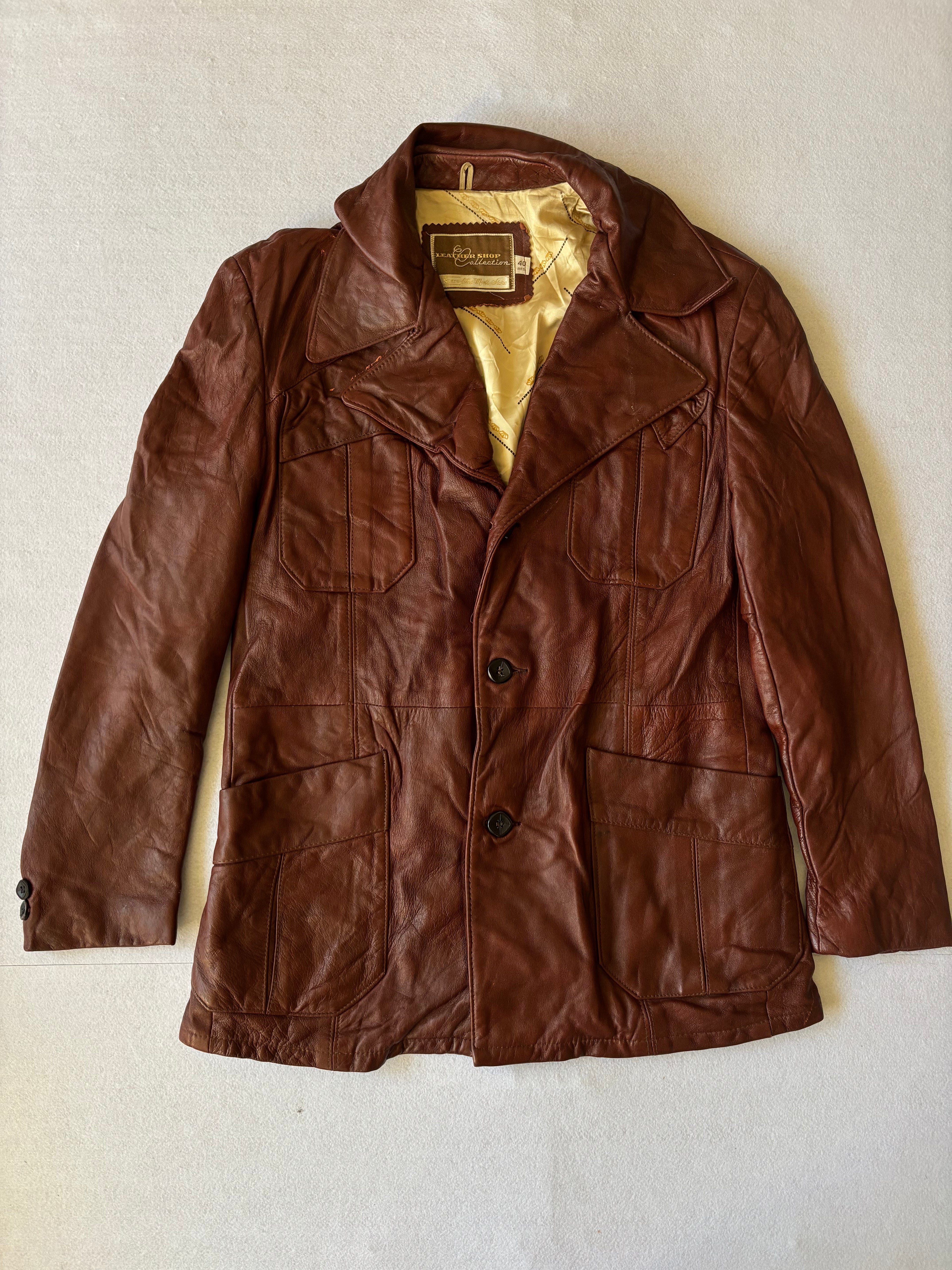 Vintage 70's Dark Brown Leather Blazer (L)