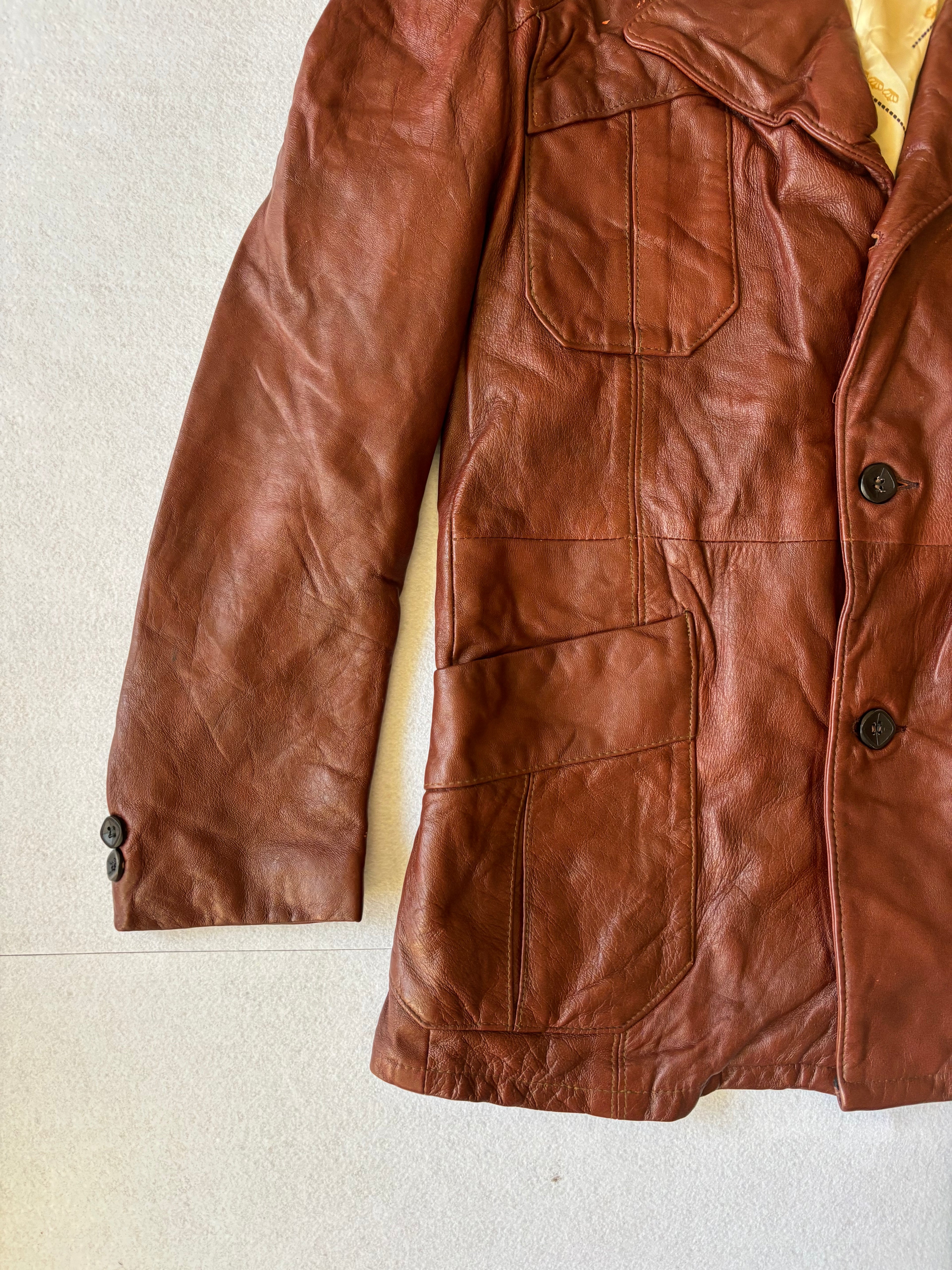 Vintage 70's Dark Brown Leather Blazer (L)