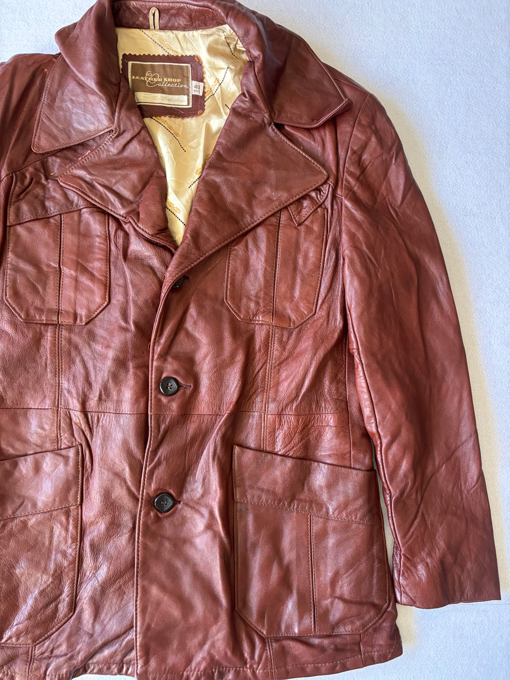 Vintage 70's Dark Brown Leather Blazer (L)