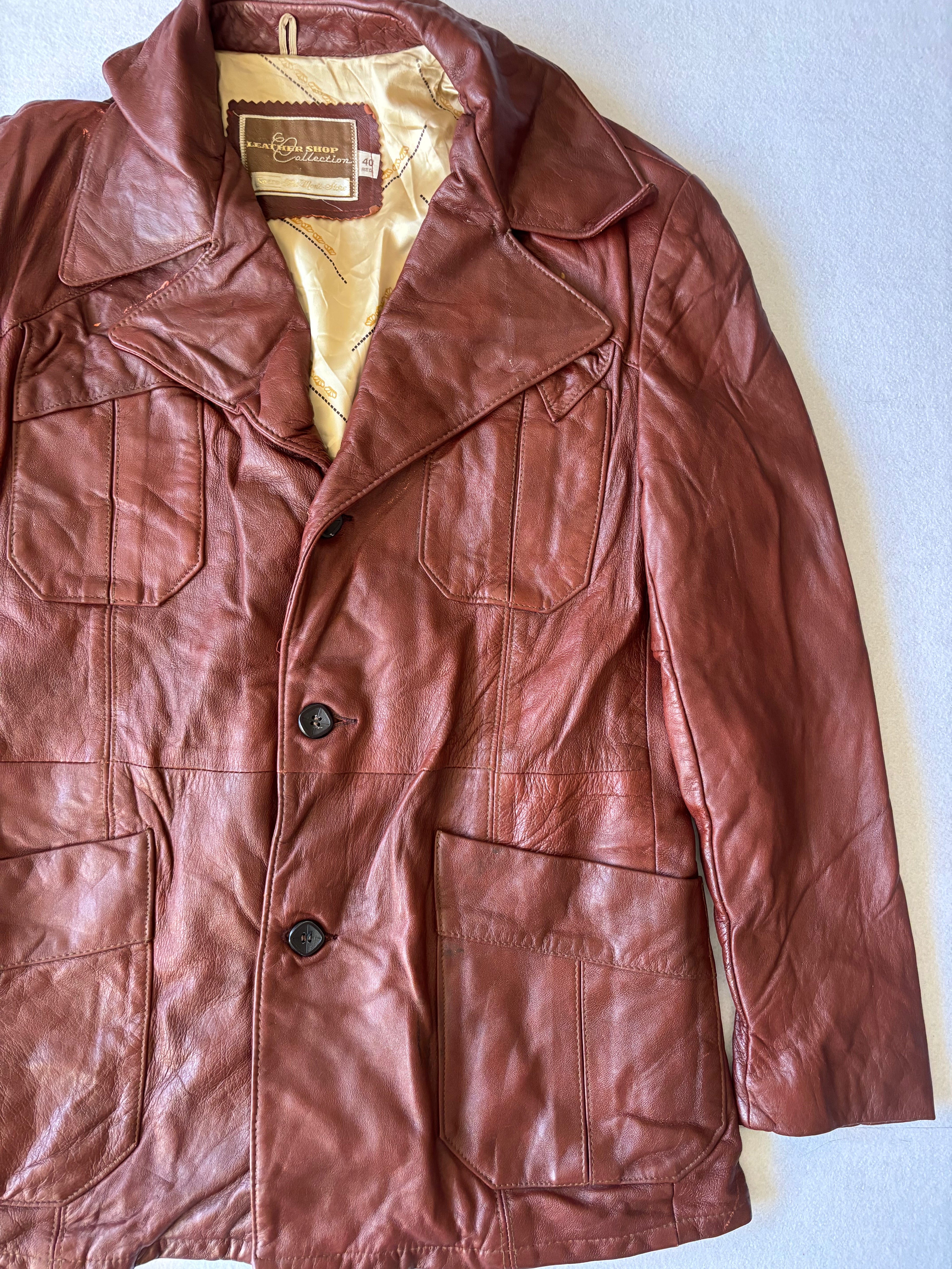 Vintage 70's Dark Brown Leather Blazer (L)
