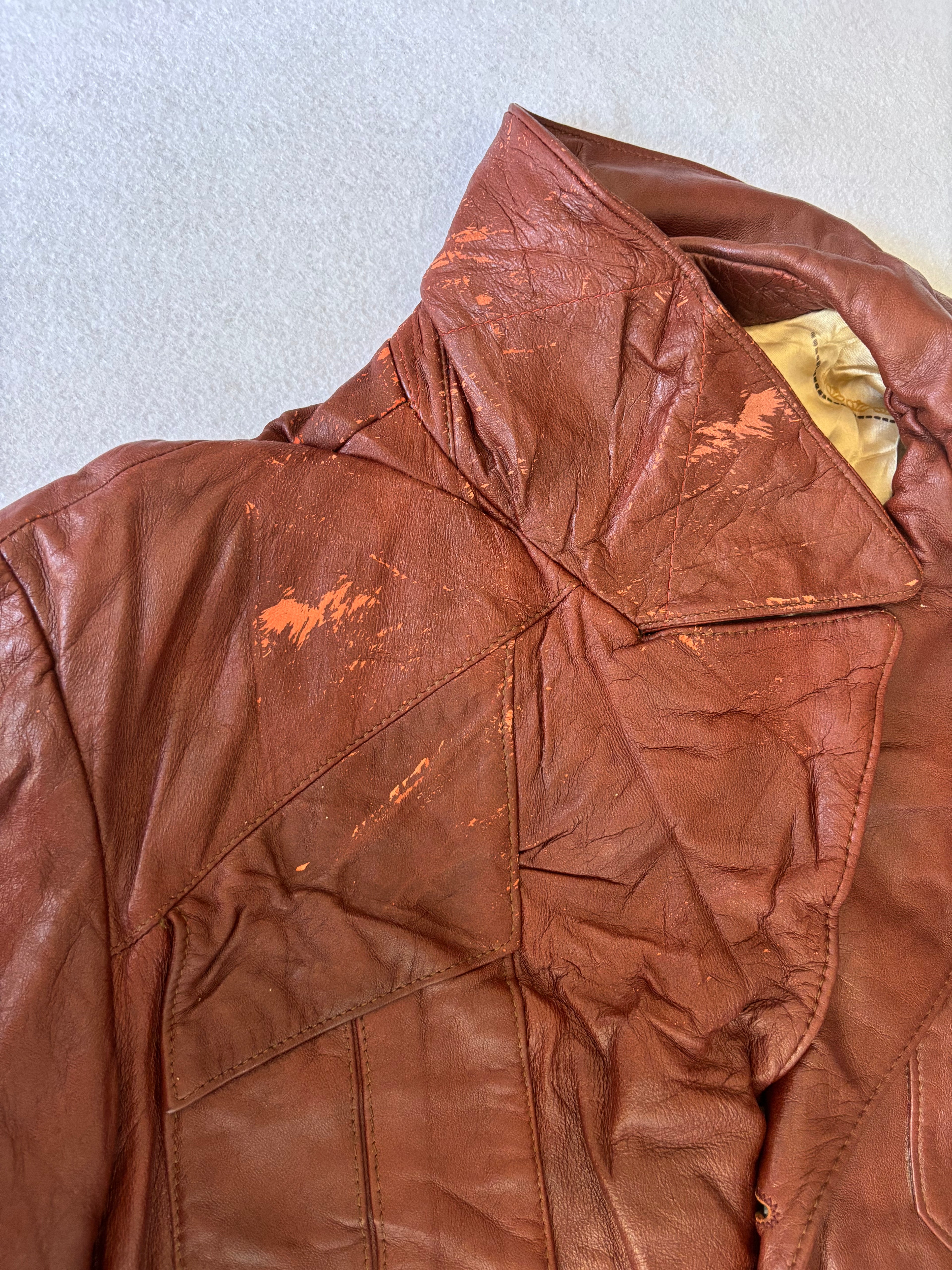 Vintage 70's Dark Brown Leather Blazer (L)