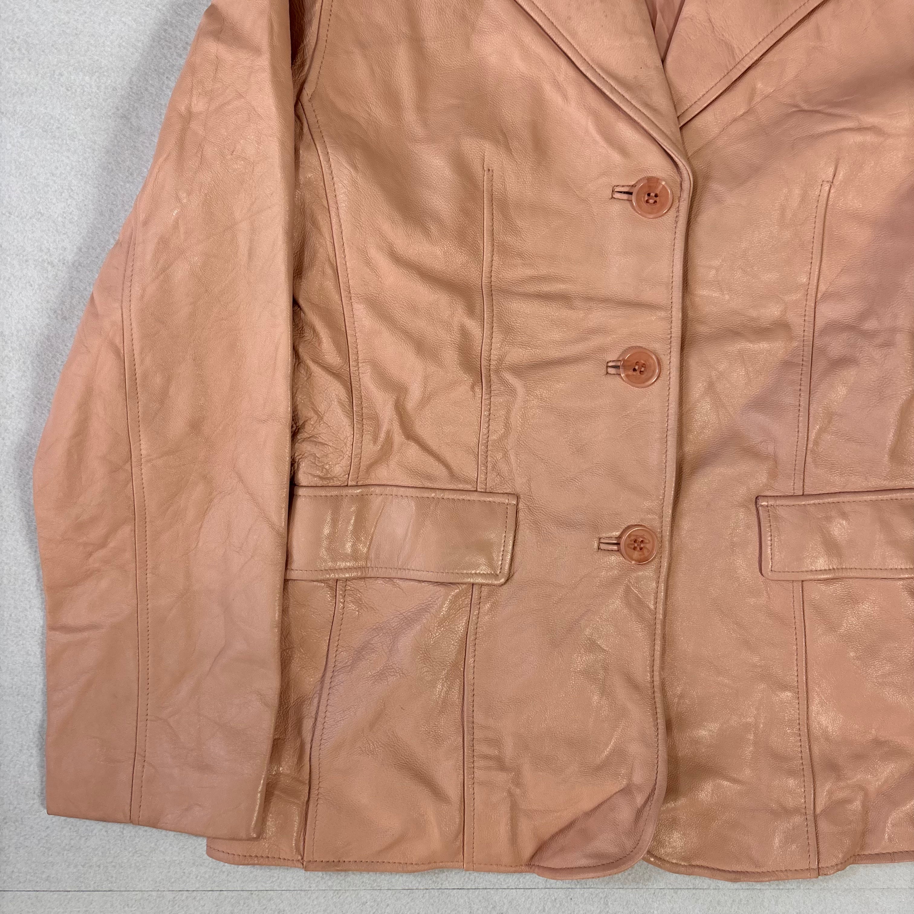 Vintage Pastel Pink Leather Blazer (M)