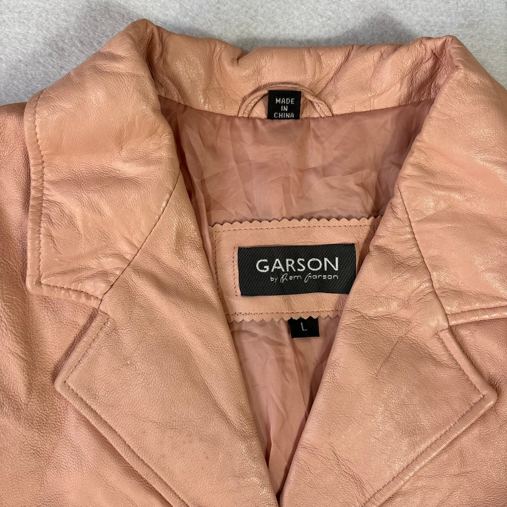 Vintage Pastel Pink Leather Blazer (M)