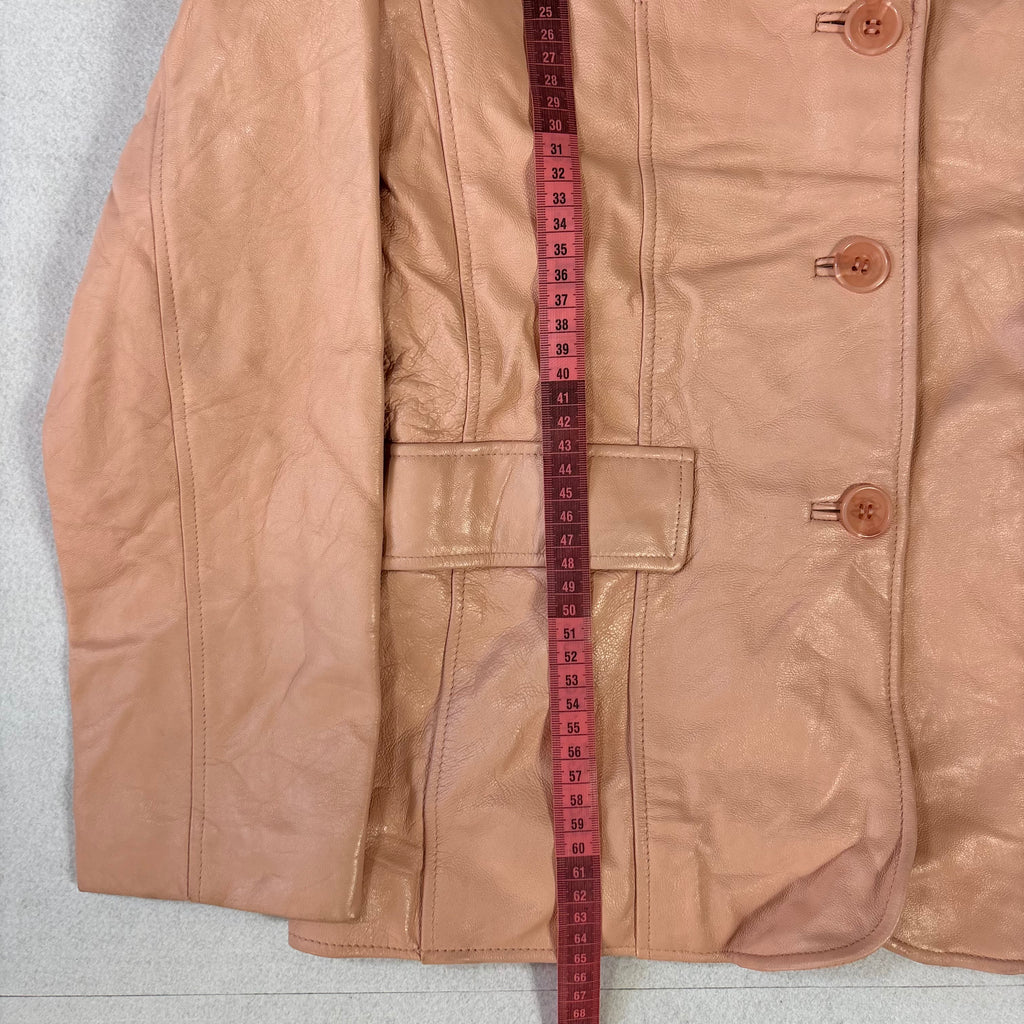 Vintage Pastel Pink Leather Blazer (M)