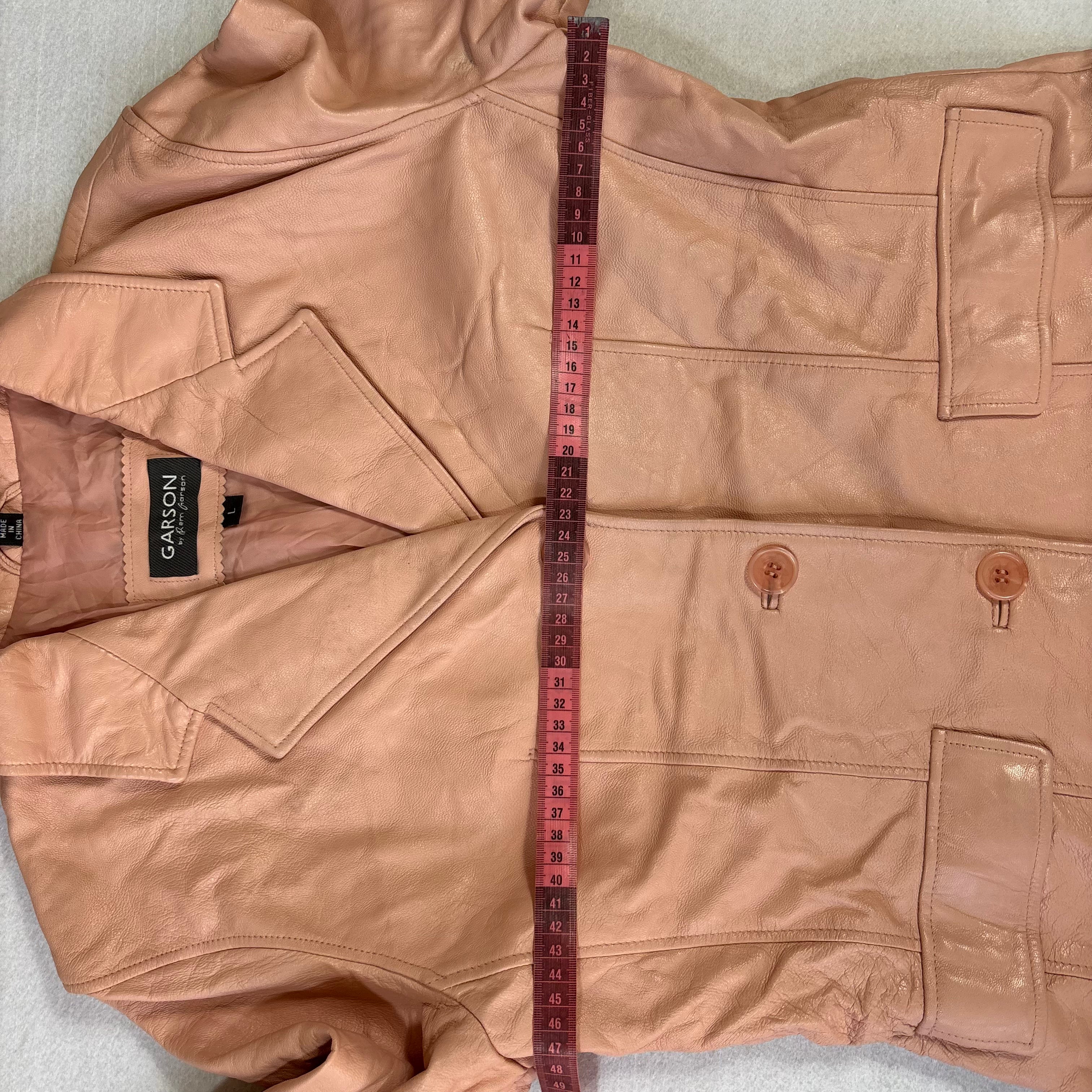 Vintage Pastel Pink Leather Blazer (M)
