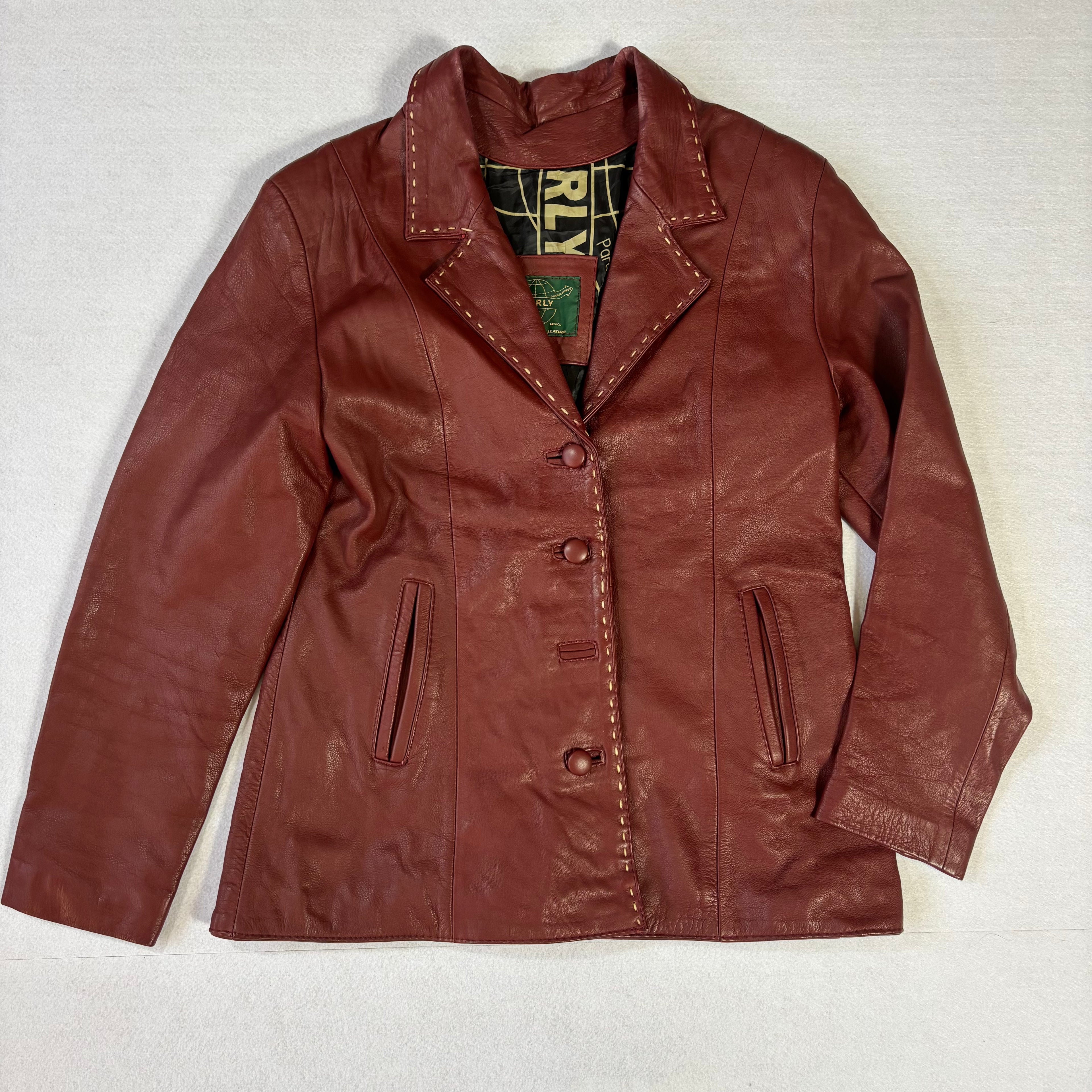 Vintage Burgundy Leather Blazer (L)