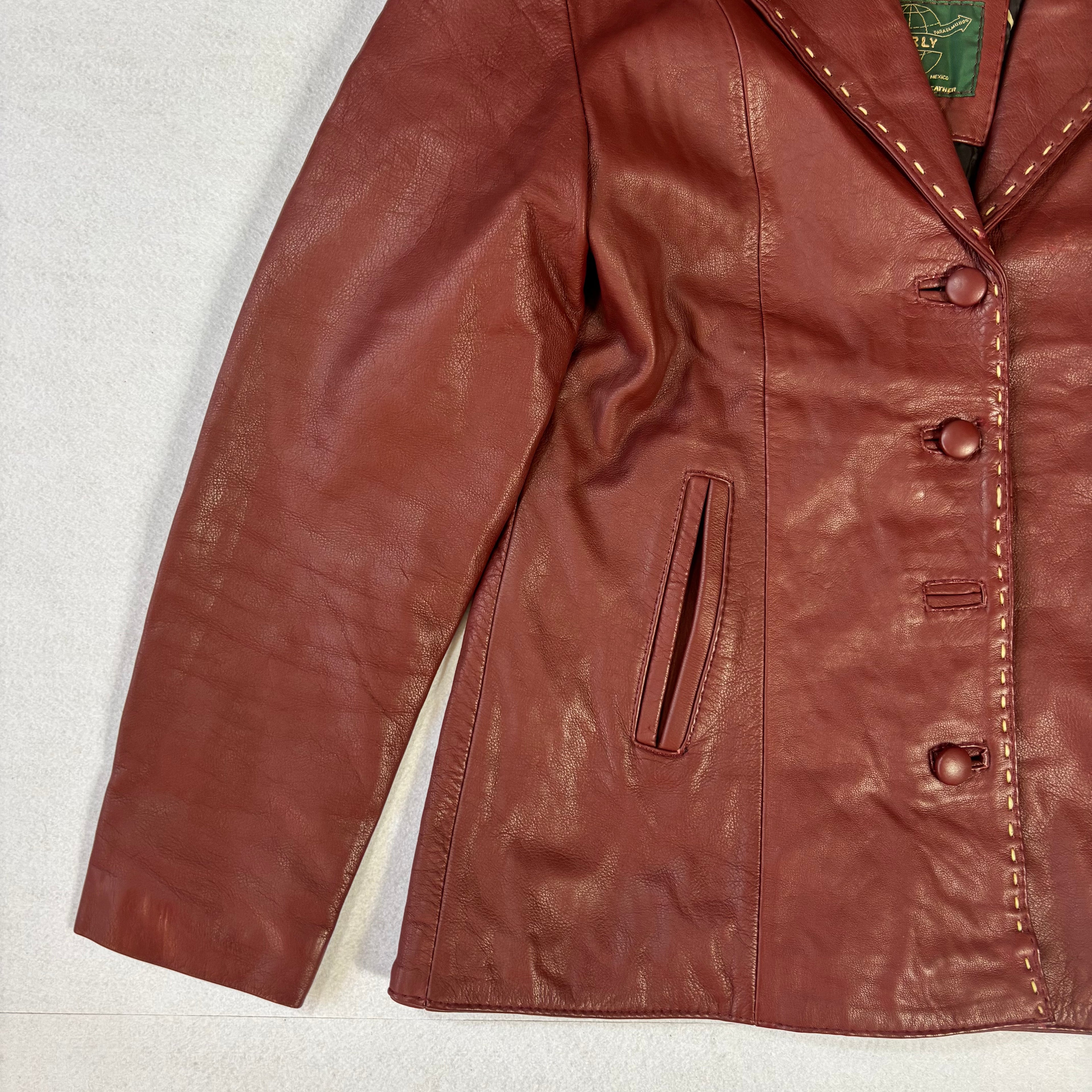 Vintage Burgundy Leather Blazer (L)