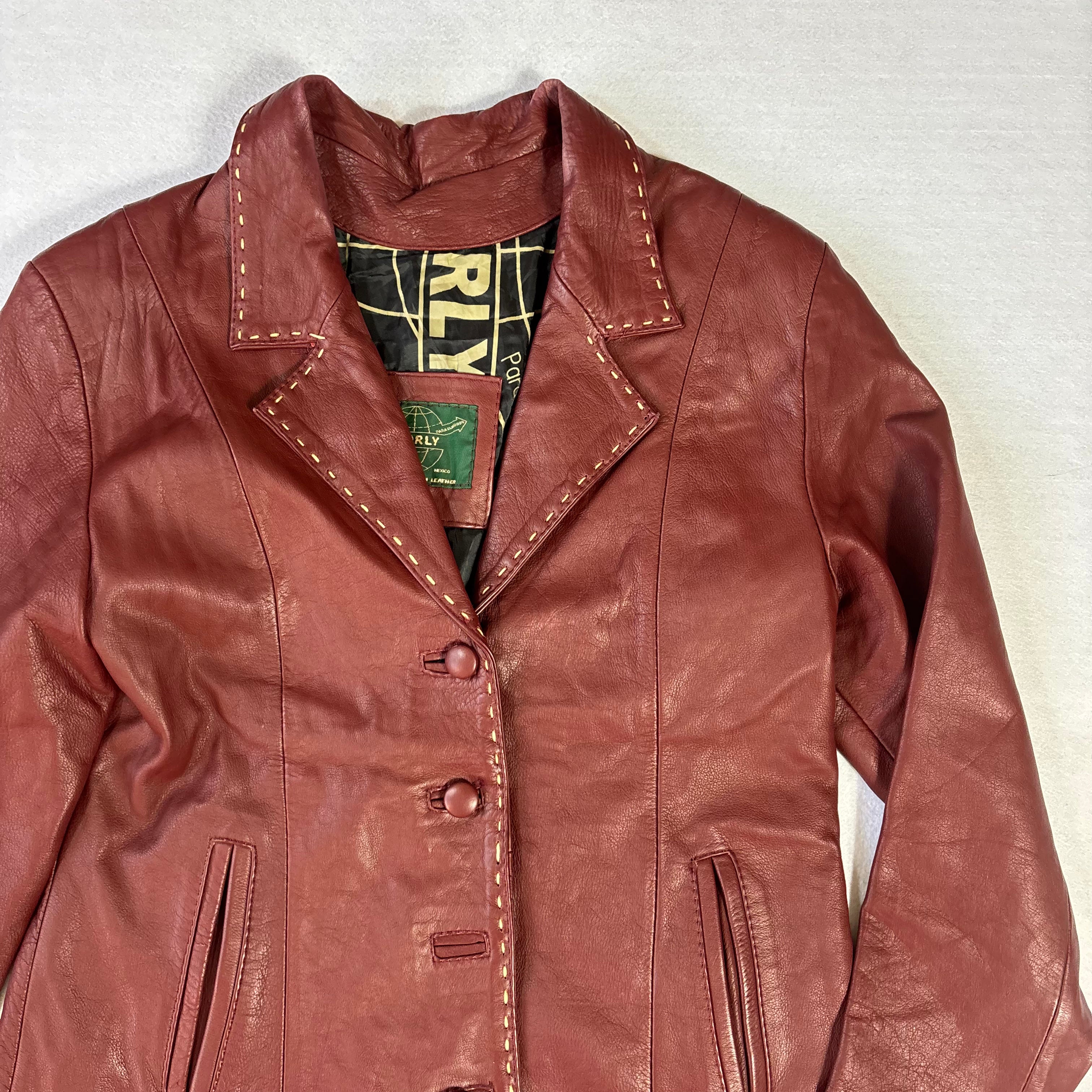 Vintage Burgundy Leather Blazer (L)
