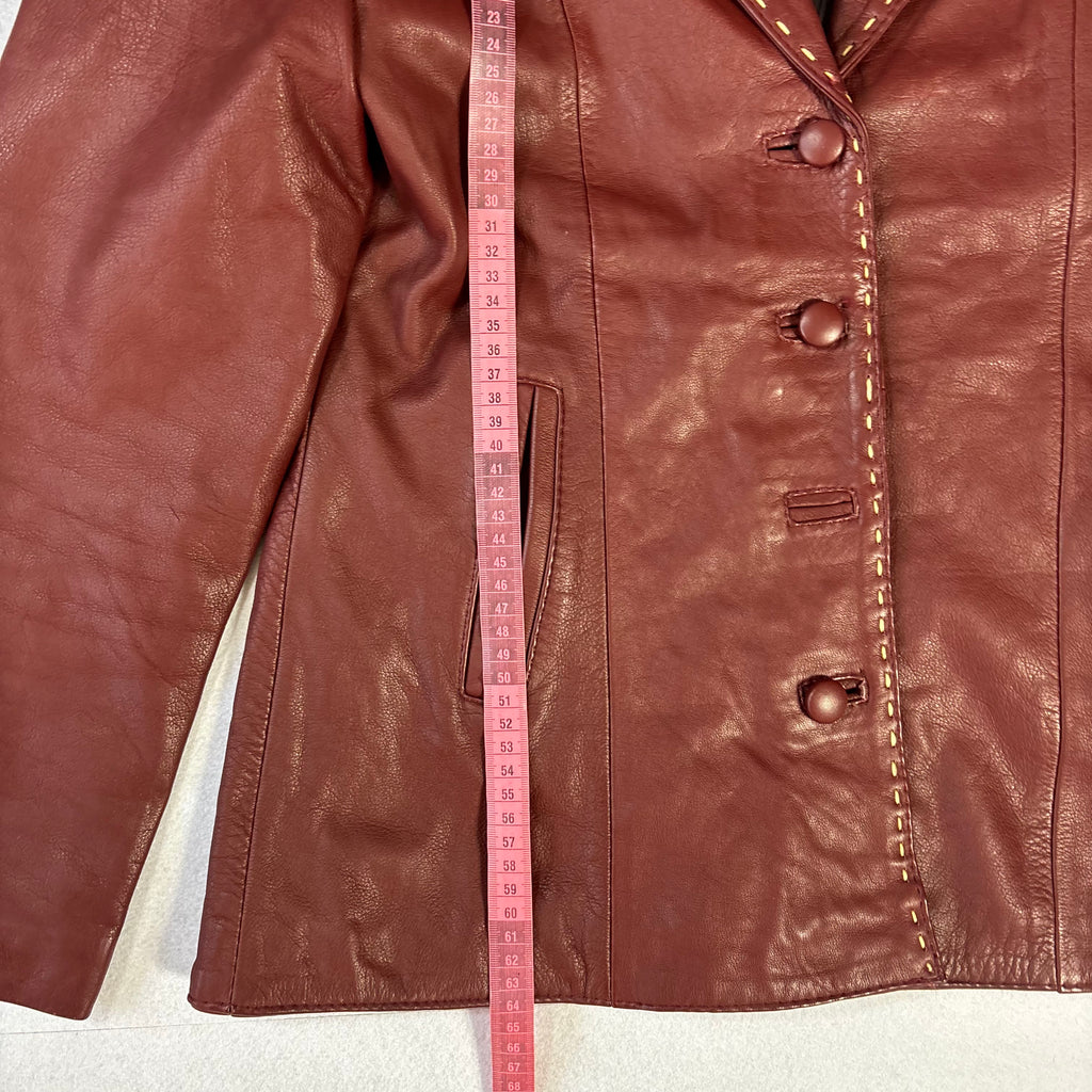 Vintage Burgundy Leather Blazer (L)