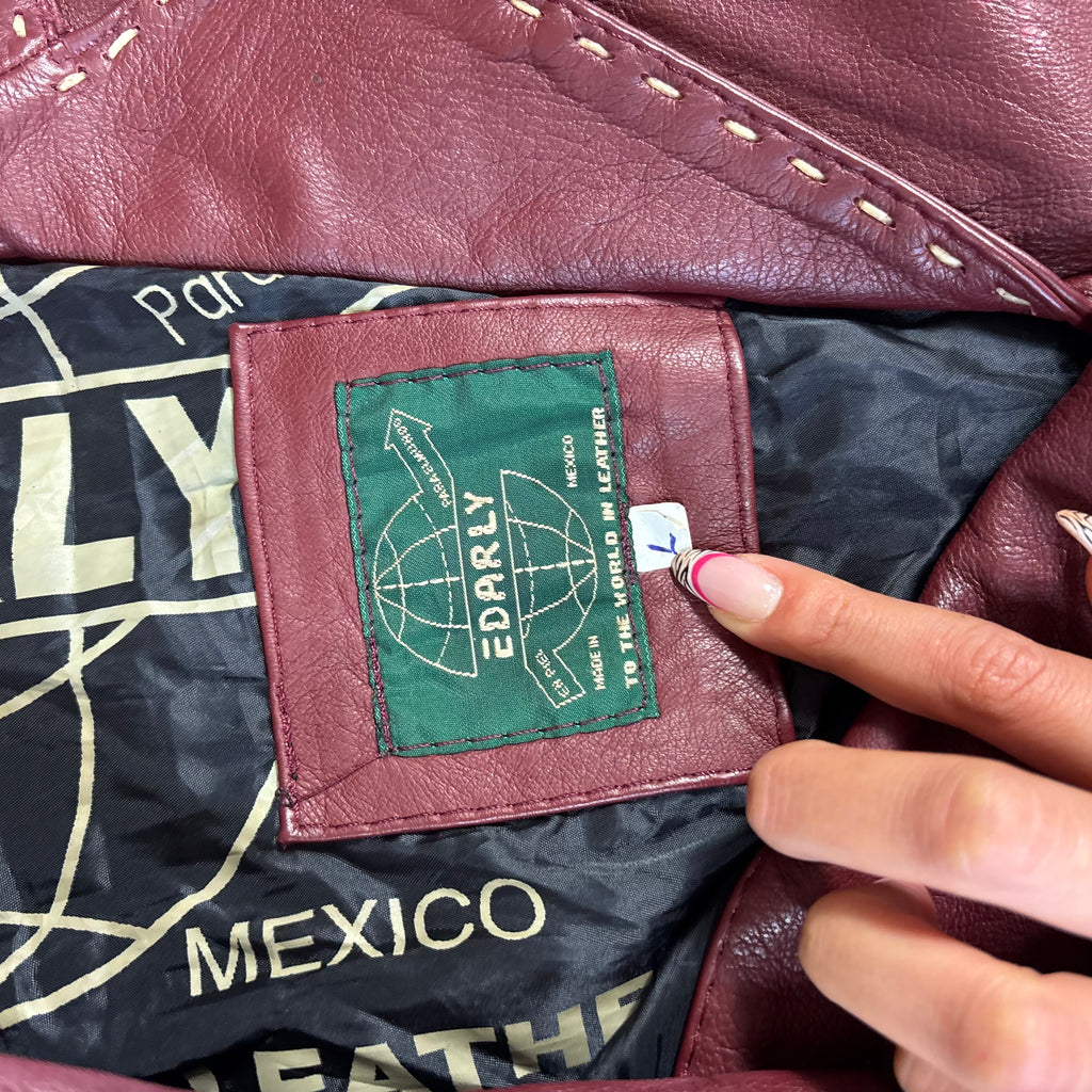 Vintage Burgundy Leather Blazer (L)
